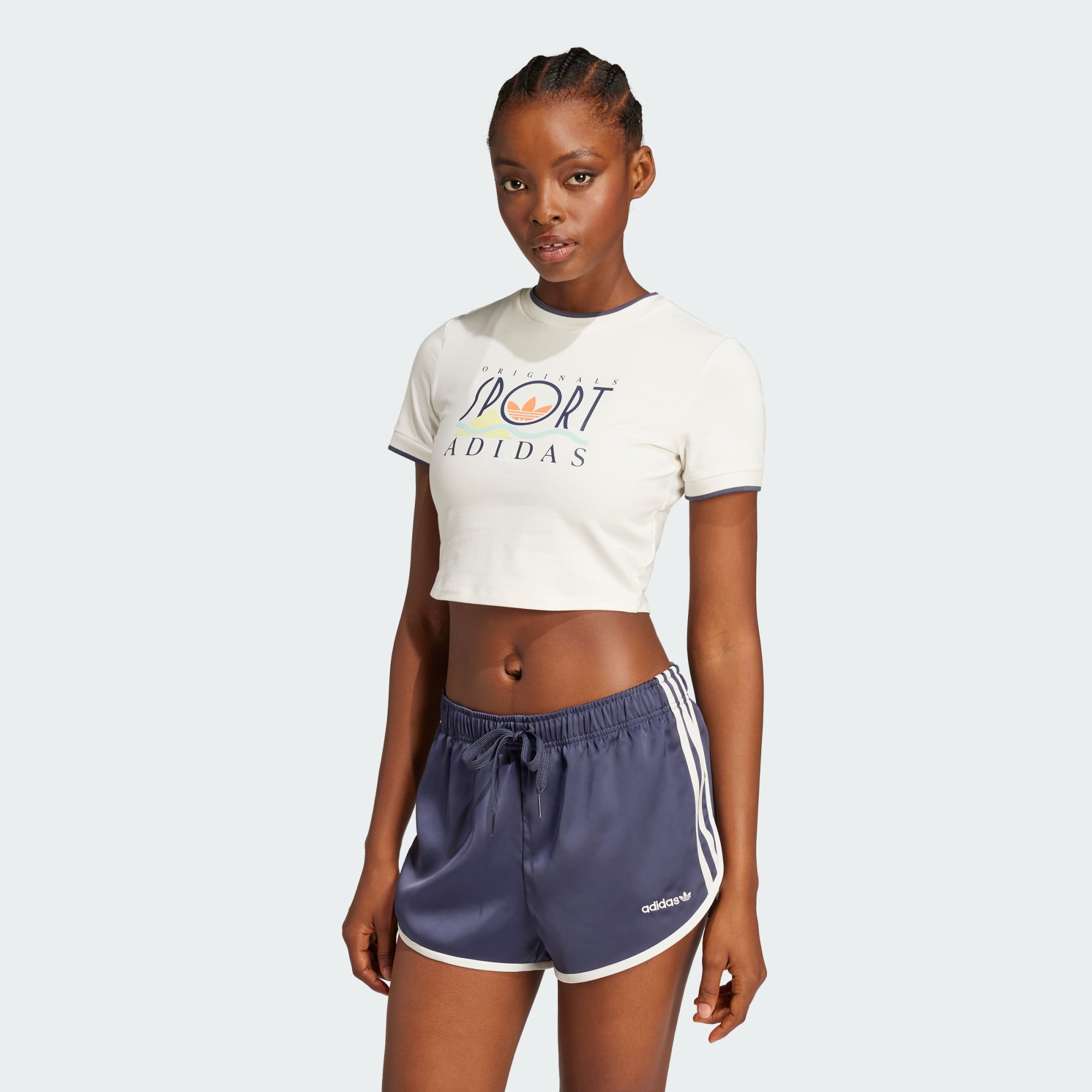 Adidas Originals Women's White Adidas Sport Graphic Baby Tee Xxl