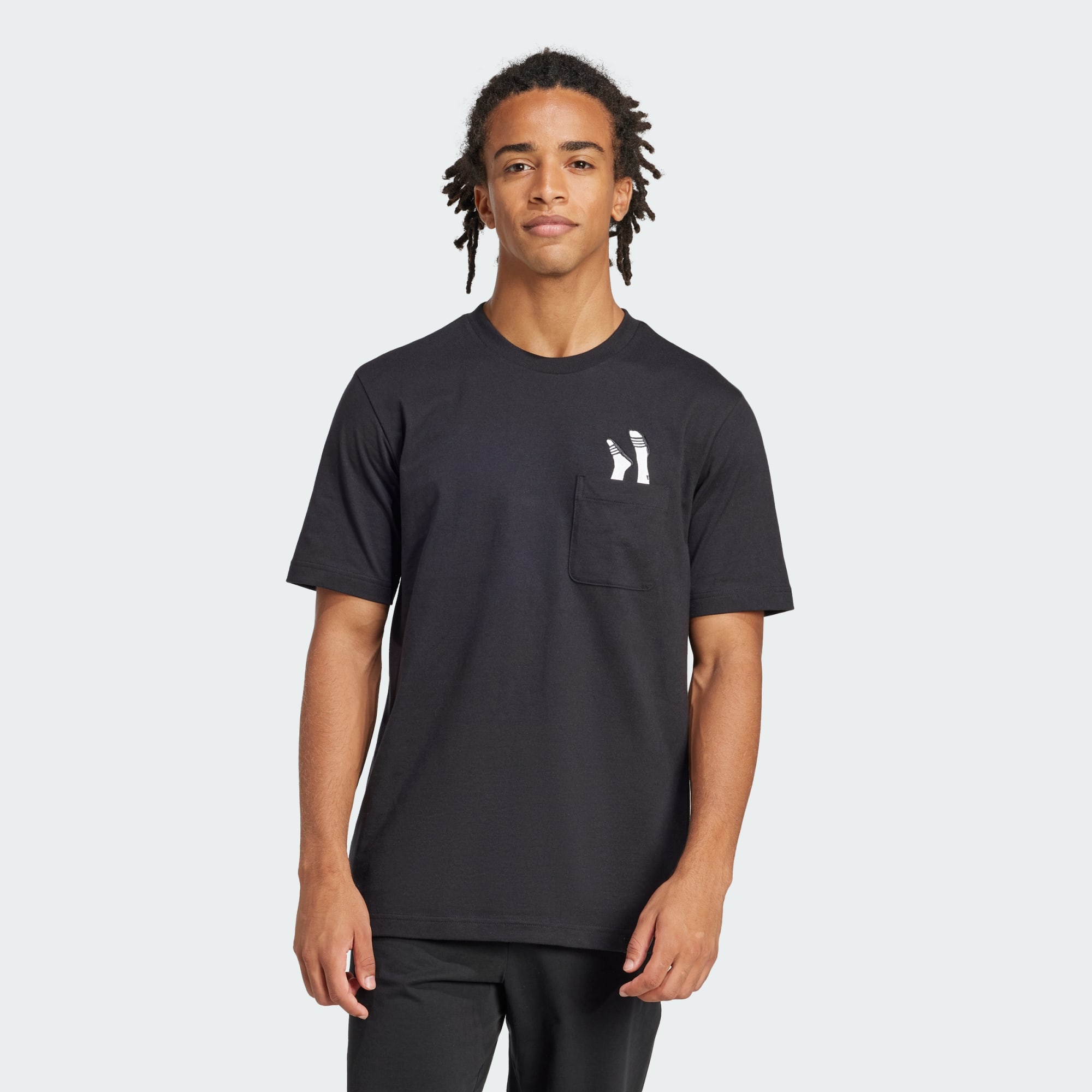 Adidas Men Lounge Slides Graphic Pocket Tee Black