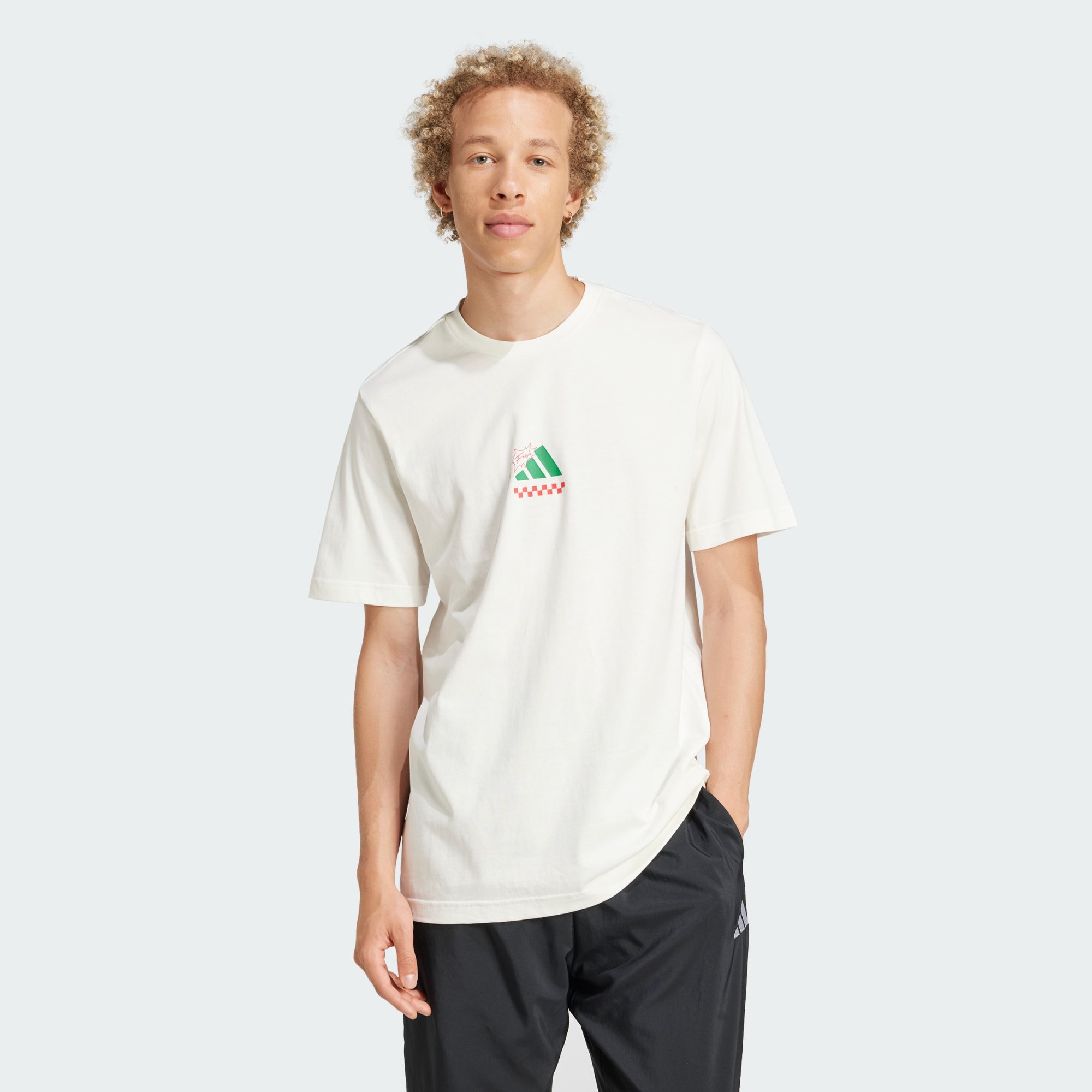 Adidas Men Lounge Pizza Graphic Tee White