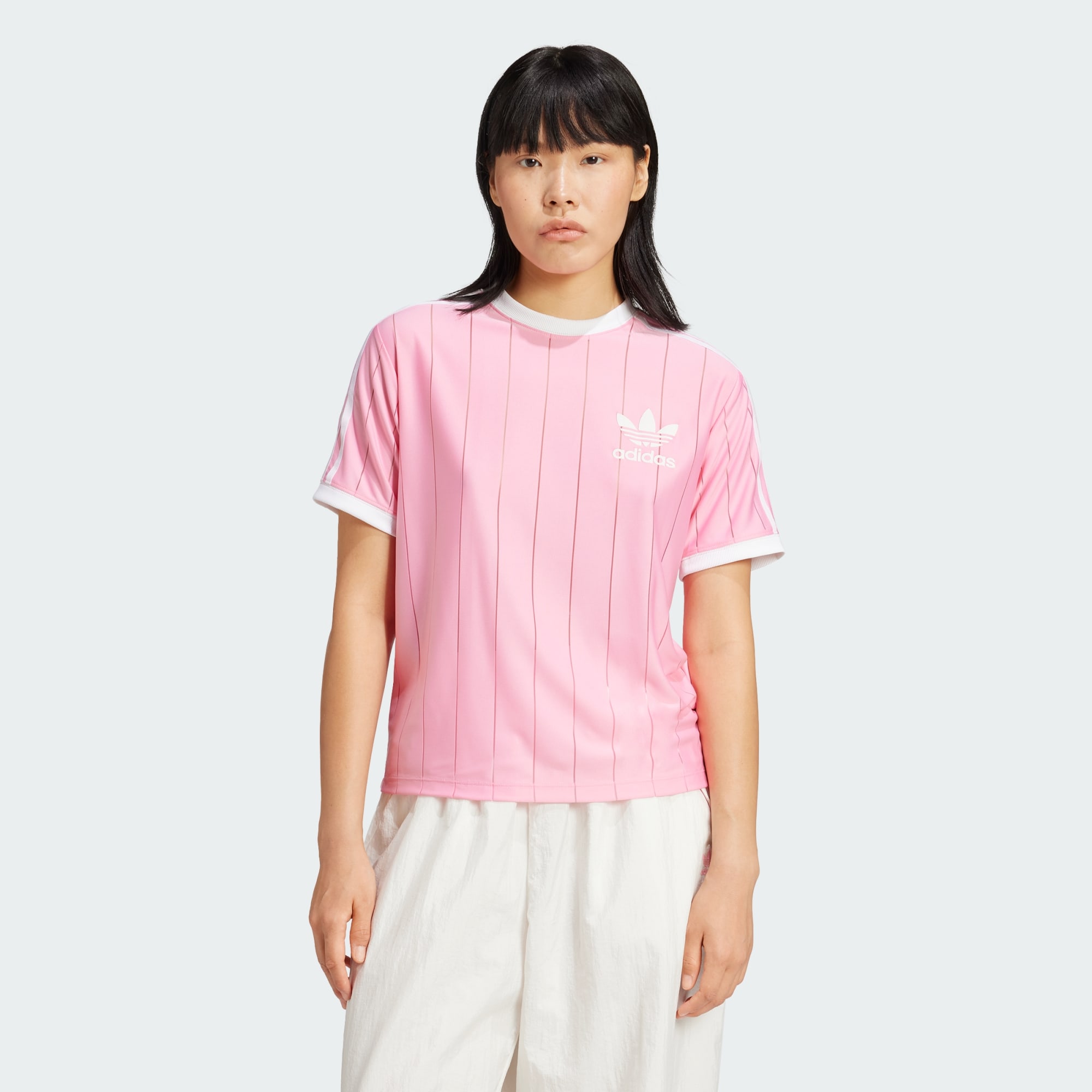 Adidas Originals Women Adicolor 3 Stripes Pinstripe Tee Blue