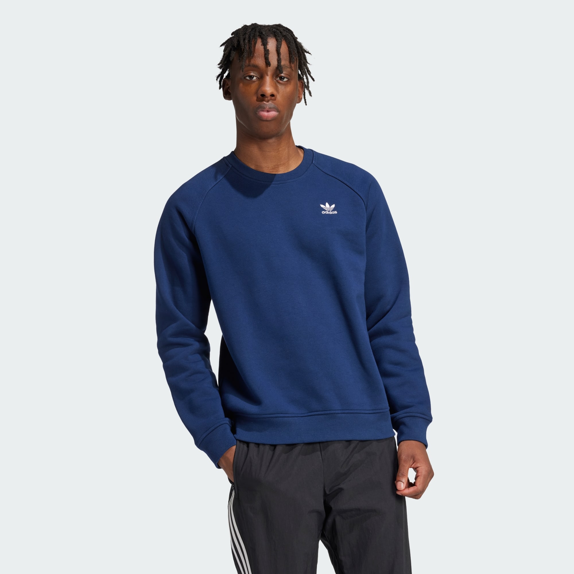Adidas Originals Men Trefoil Essentials Crew Sweatshirt Black
