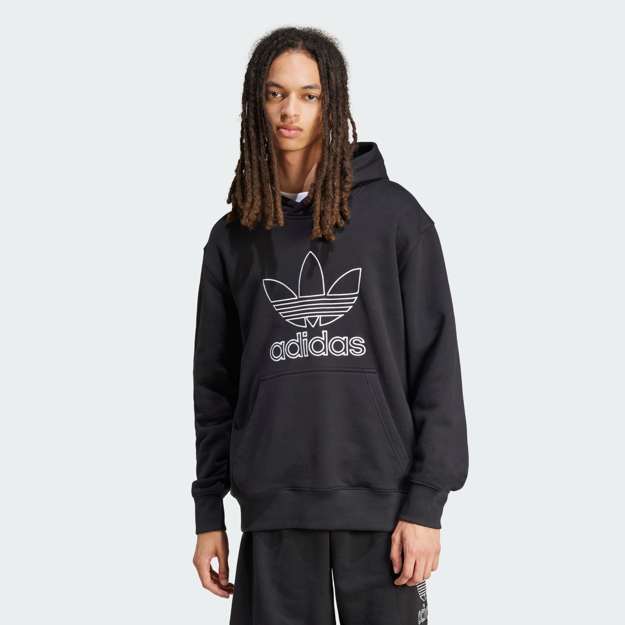 Adidas Originals Men Adicolor Outline Trefoil Hoodie Black