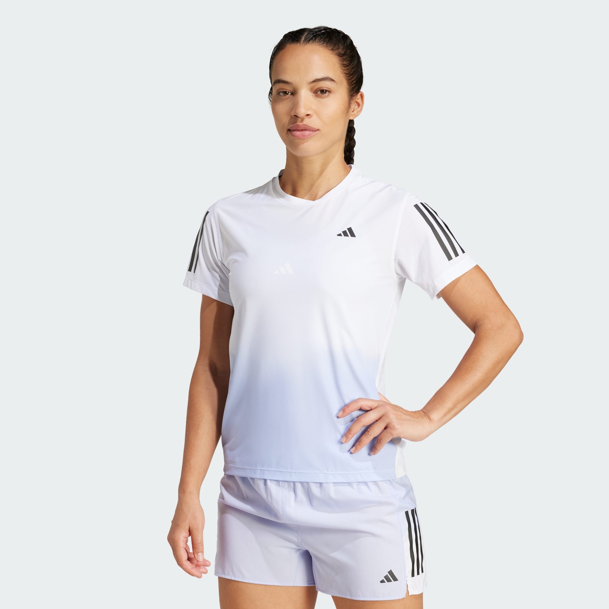 Adidas Women's White Own The Run Climacool Colorblock Tee Extra Small