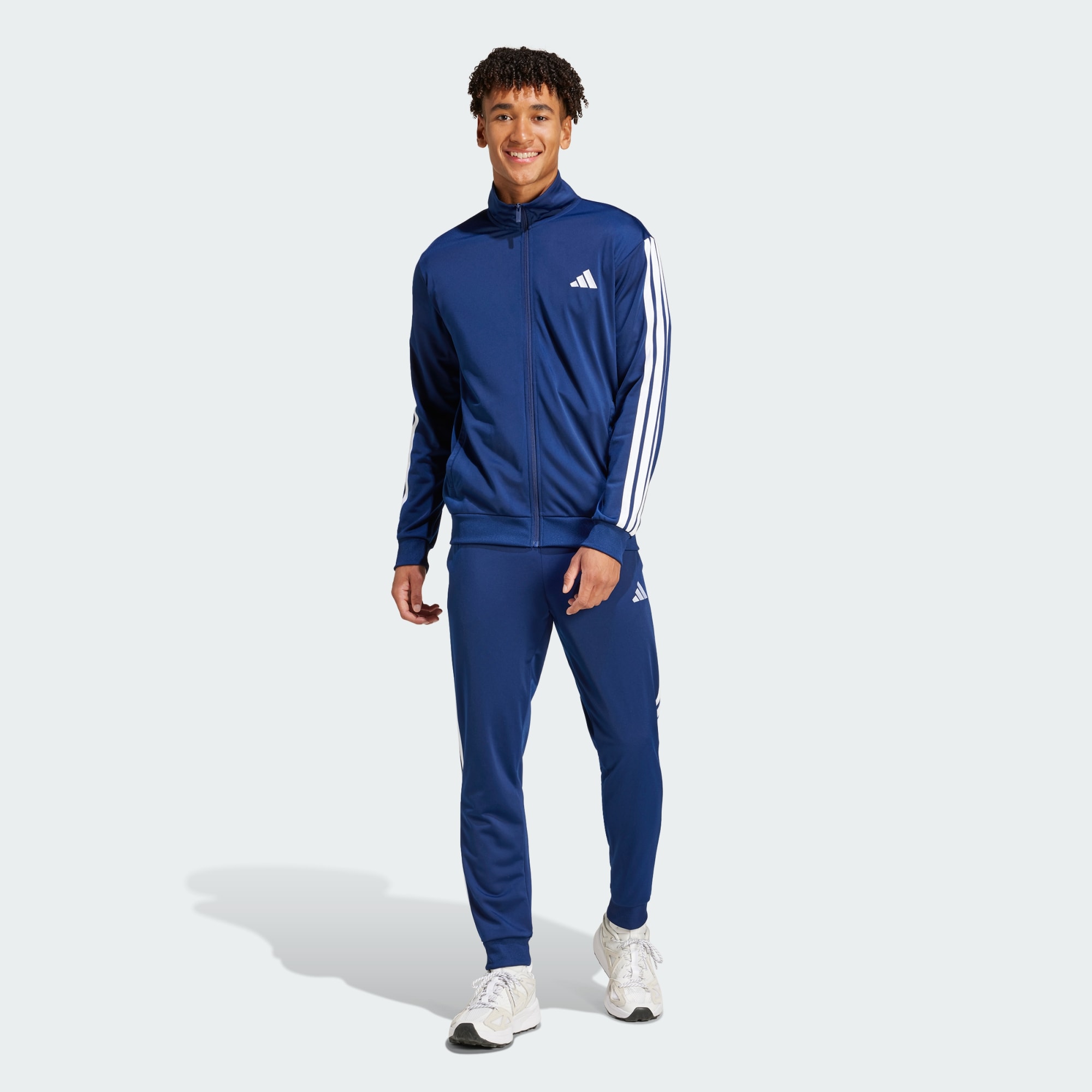 Adidas Men Sportswear Basic 3 Stripes Tricot Track Suit Black