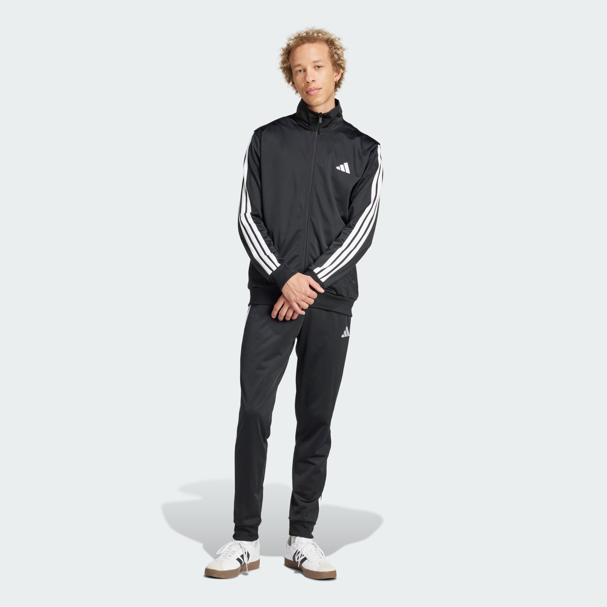 Adidas Men Sportswear Basic 3 Stripes Tricot Track Suit Black