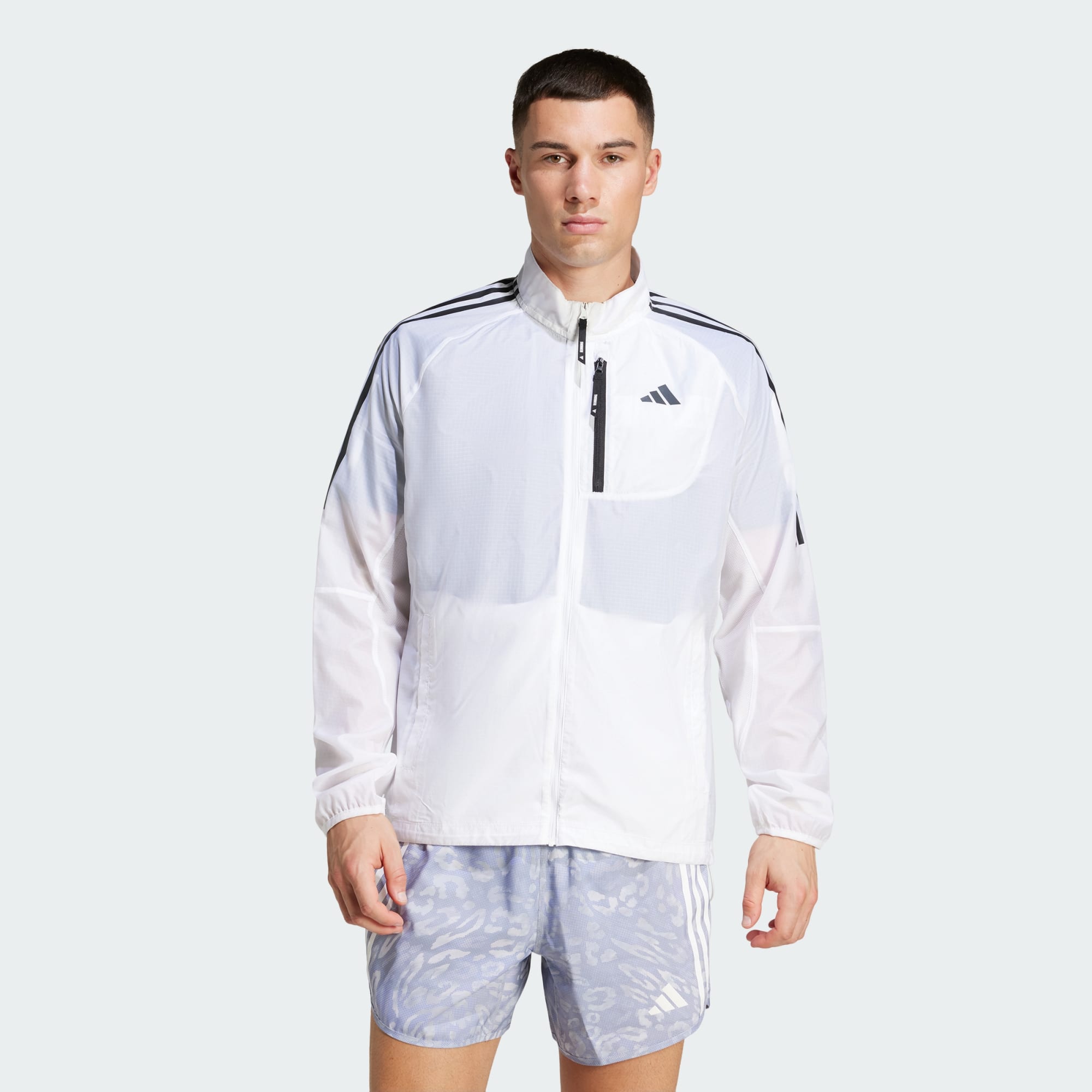 Adidas Men Own The Run 3 Stripes Packable Jacket White