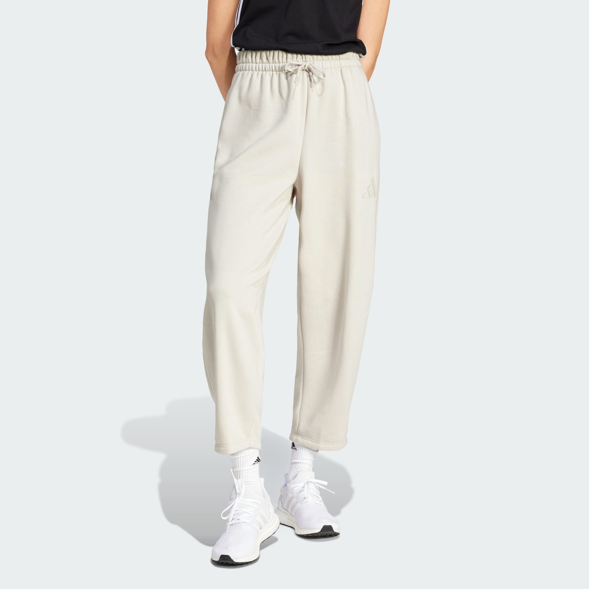 Adidas Women Essentials Contemporary Logo Fleece Barrel Pant Black