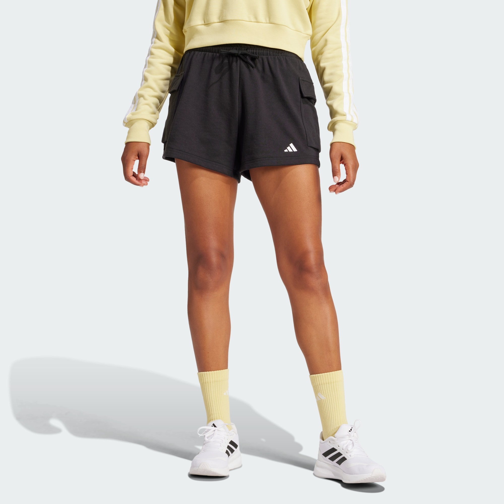 Adidas Women Essentials Small Logo French Terry Cargo Shorts Green