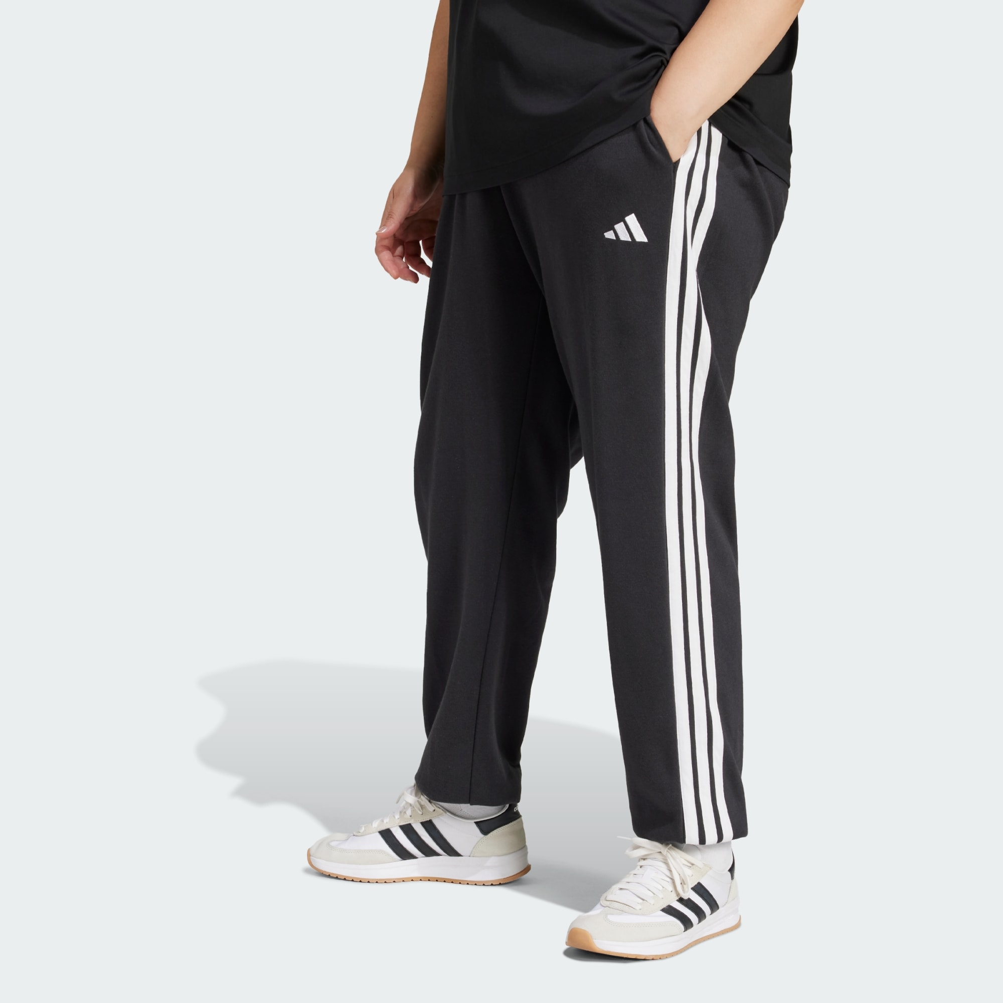 Adidas Women Essentials 3 Stripes French Terry Cuffed Pants Black