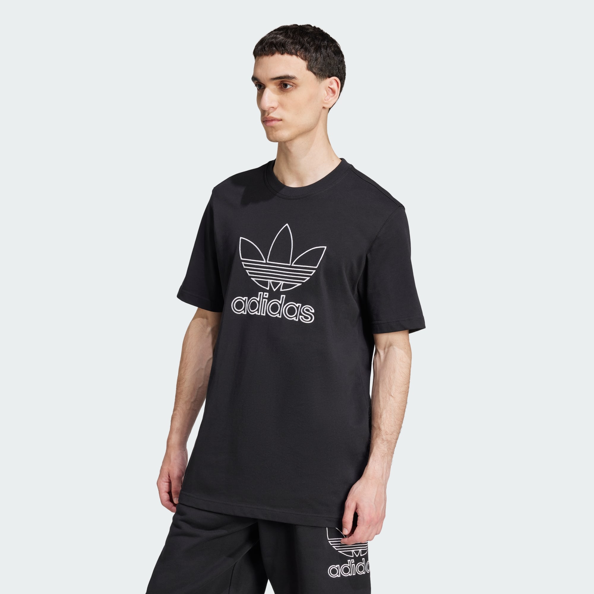 Adidas Originals Men's Black Men Adicolor Outline Trefoil Tee Medium