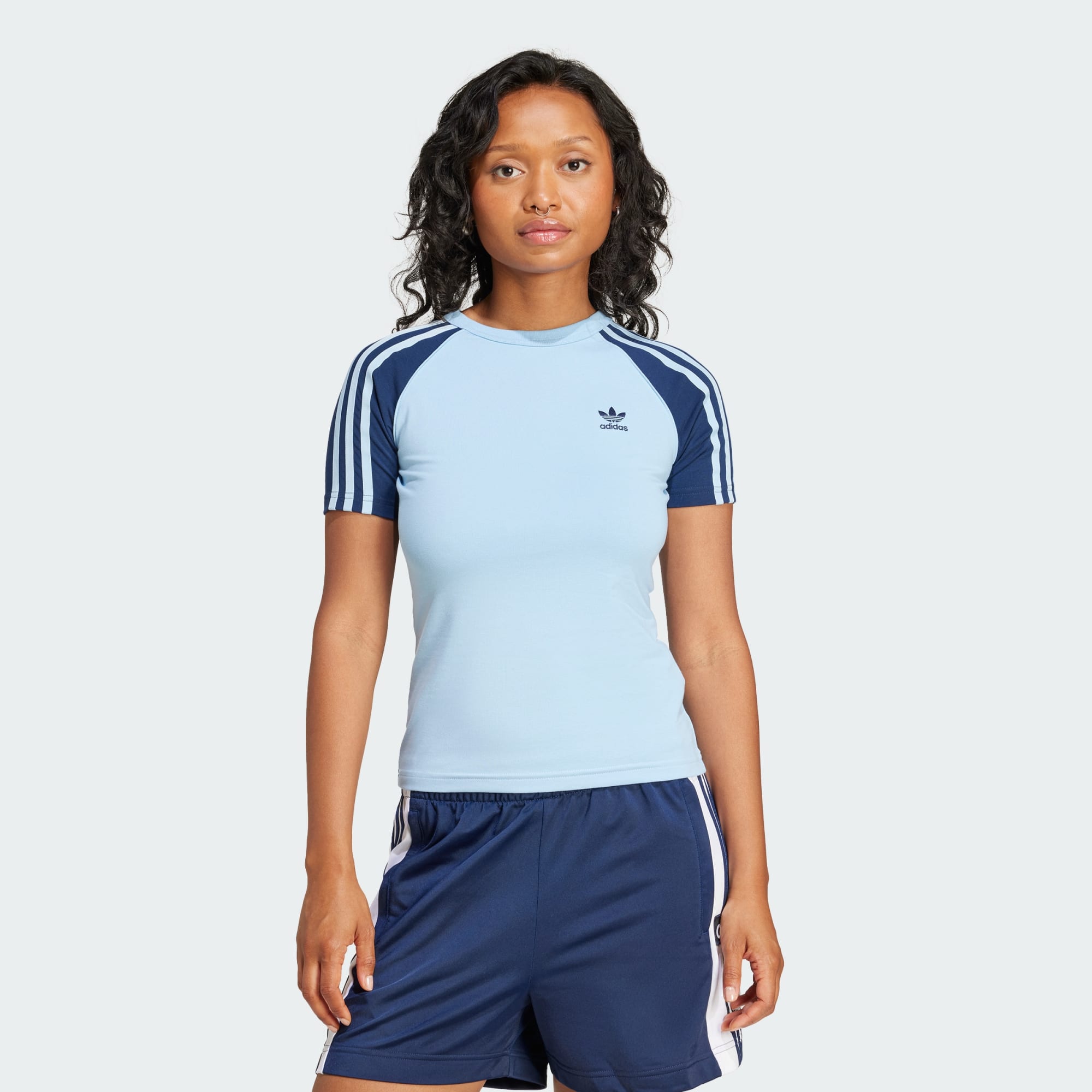 Adidas Originals Women Adicolor 3 Stripes Raglan Slim Tee White