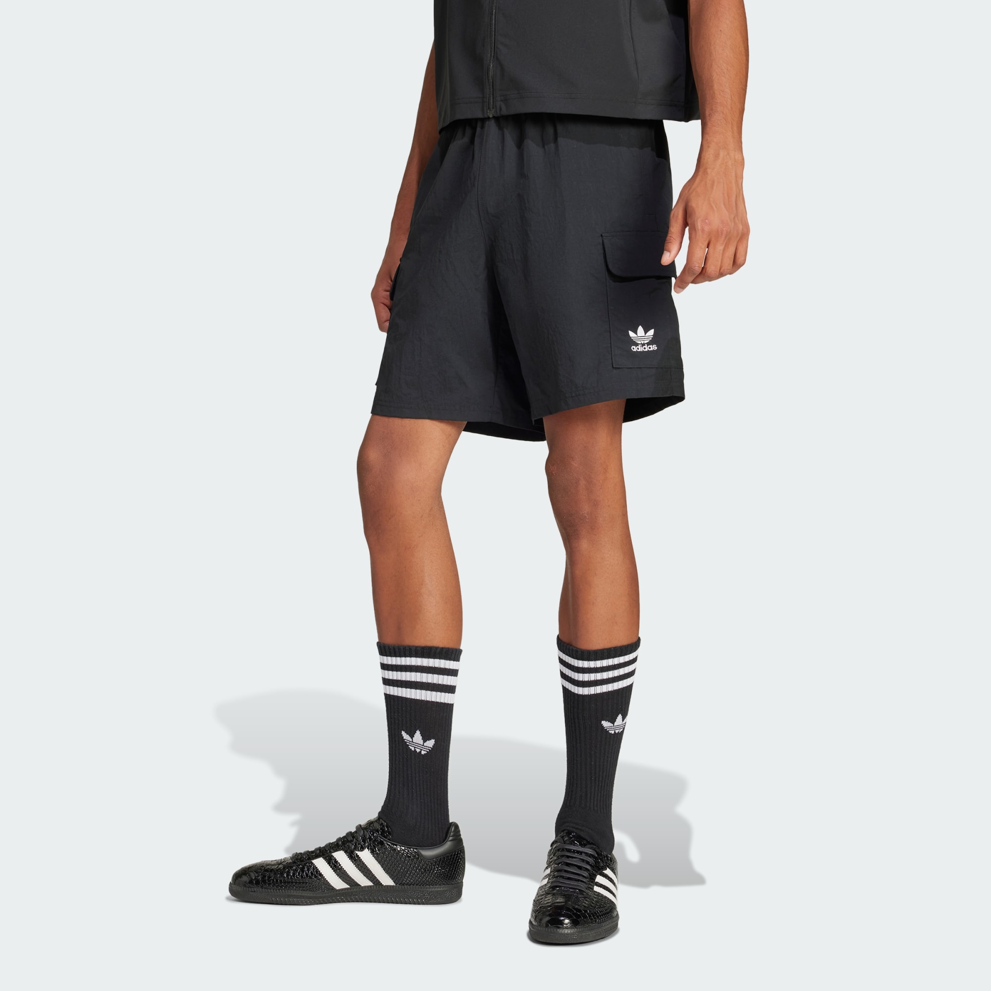 Adidas Originals Men Trefoil Essentials Woven Cargo Shorts Black