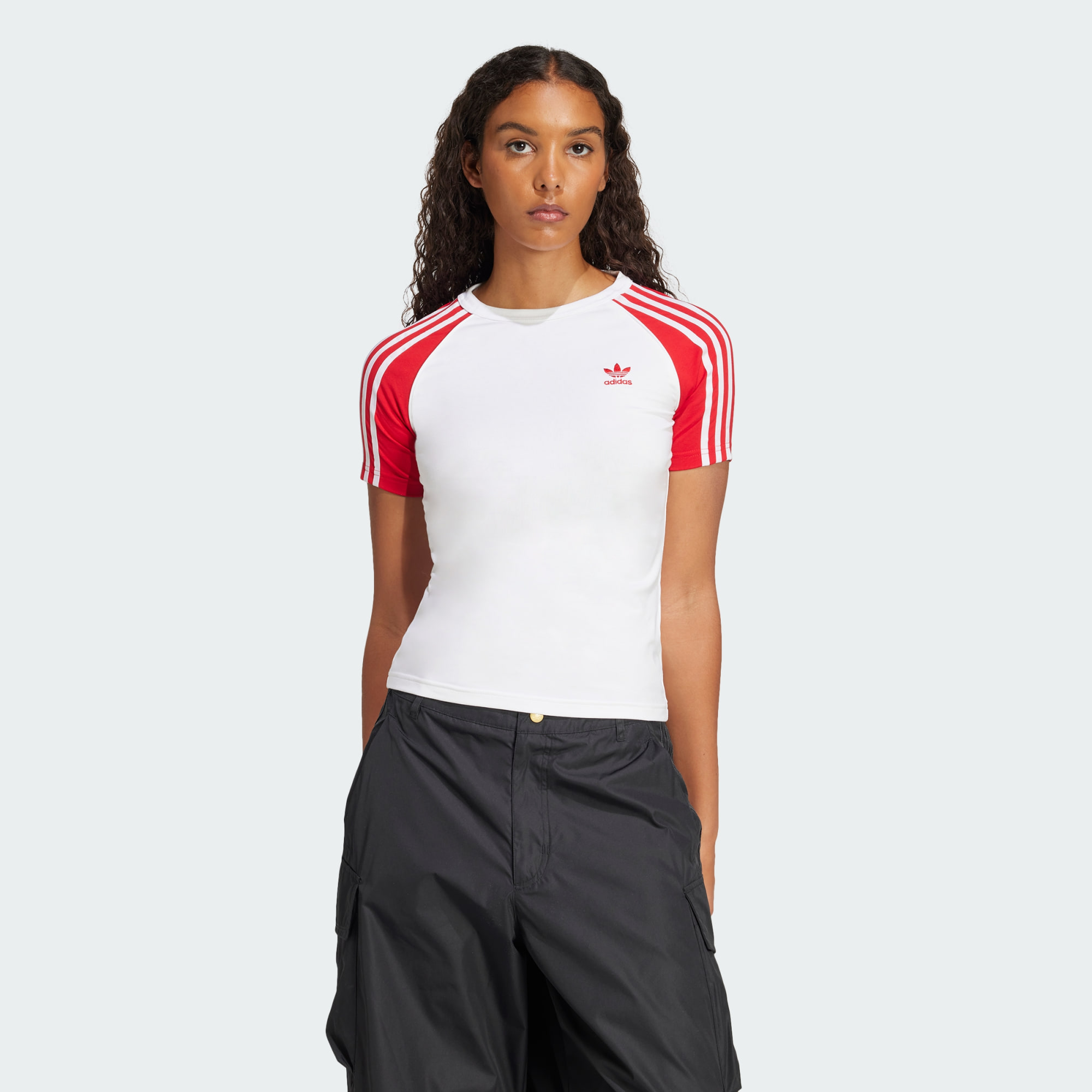Adidas Originals Women Adicolor 3 Stripes Raglan Slim Tee White