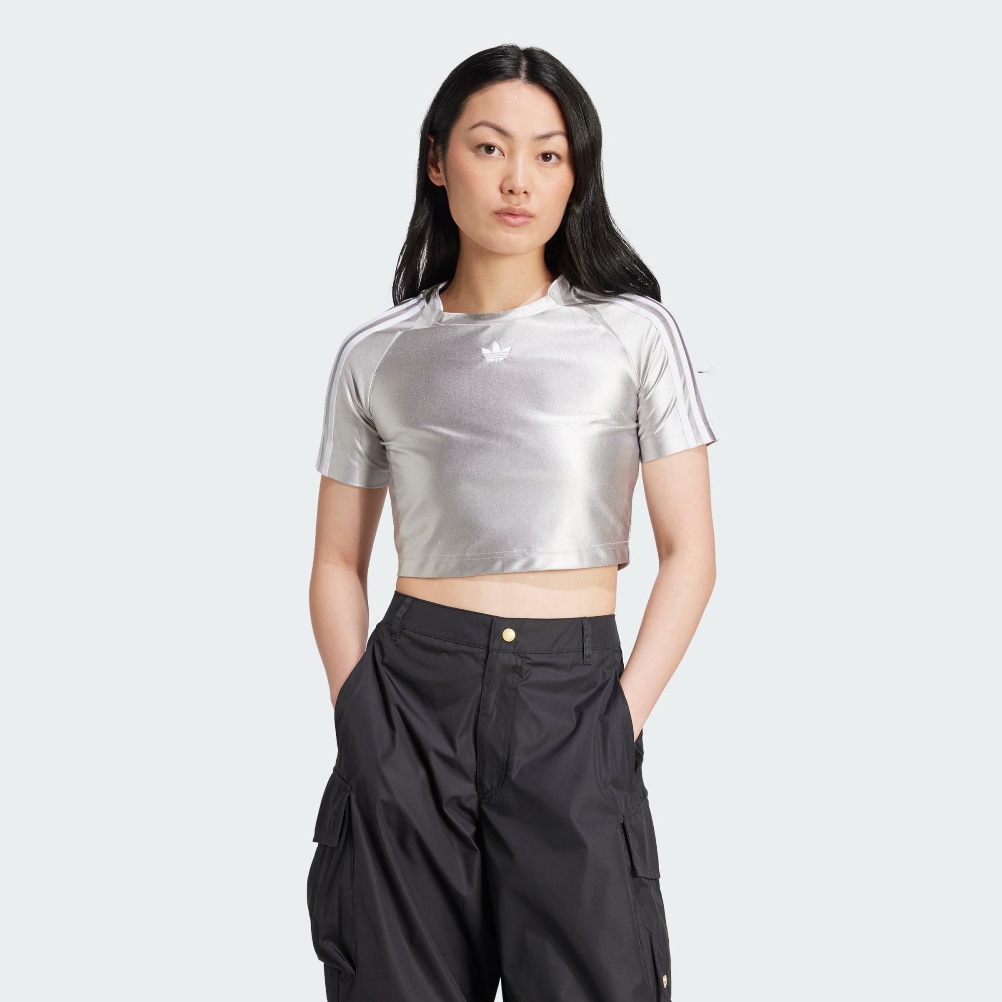 Adidas Originals Women Adicolor Teamgeist Baby Tee Grey