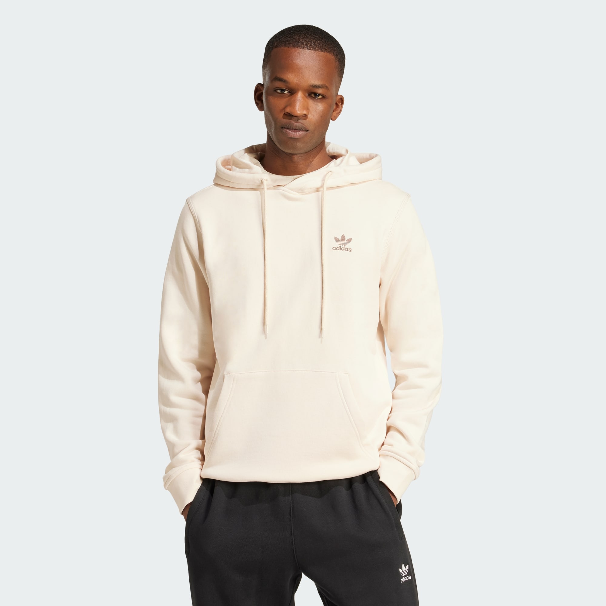 Adidas Originals Men Trefoil Essentials Hoodie French Terry White