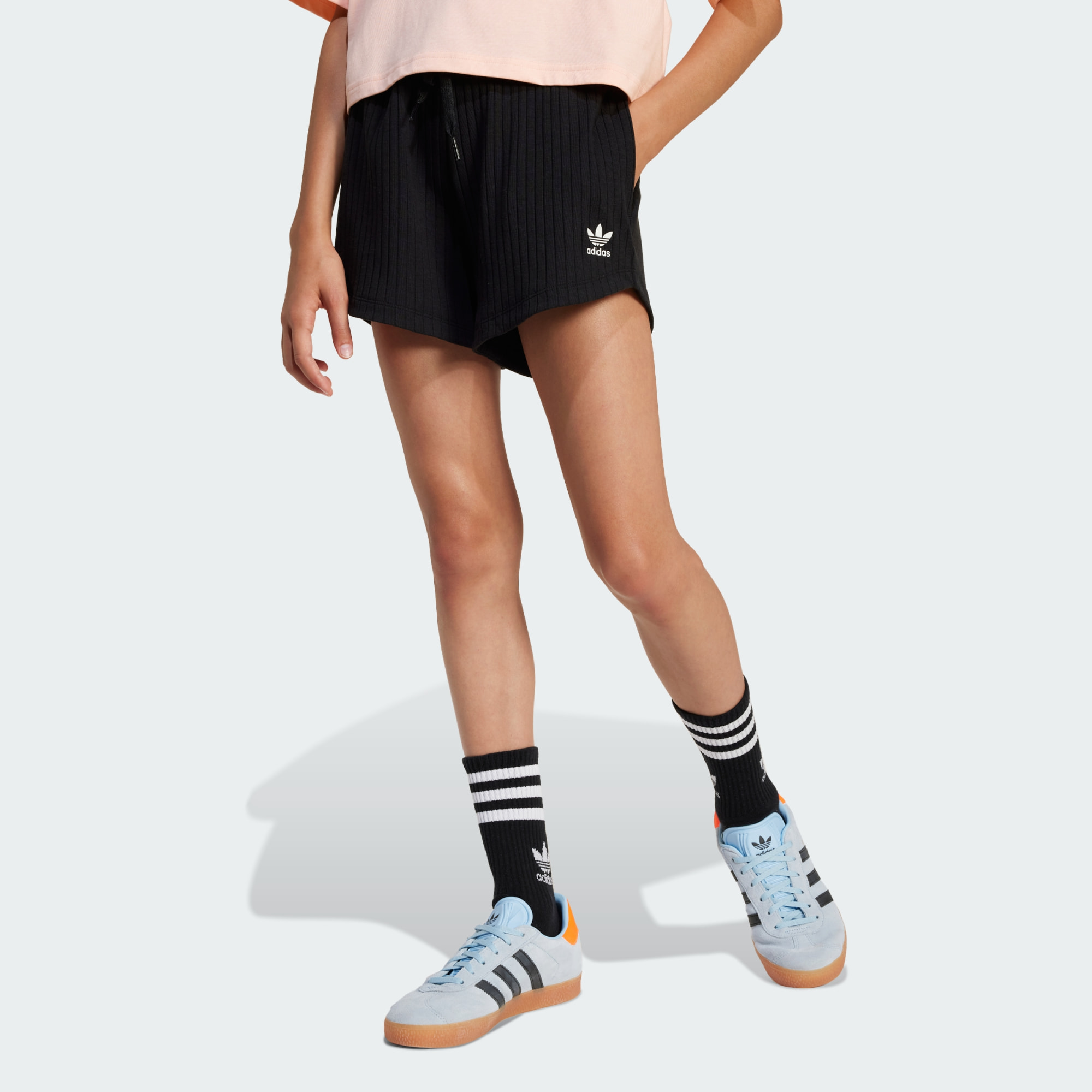 Adidas Originals Kids Ribbed Shorts Kids Black