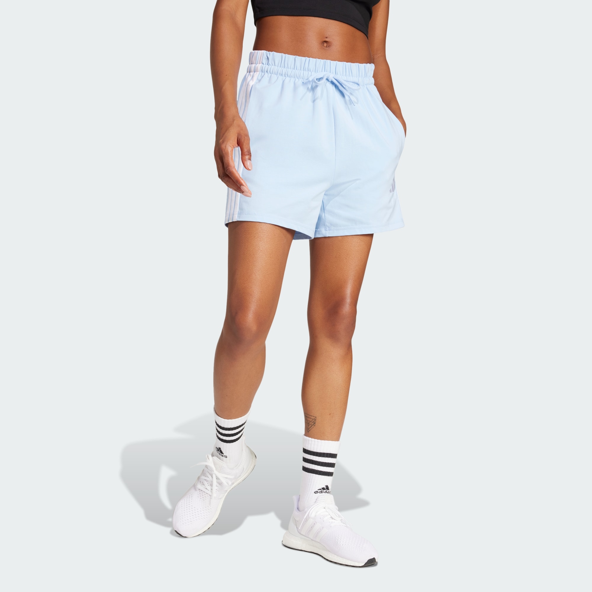 Adidas Women Essentials 3 Stripes Cotton Shorts Black