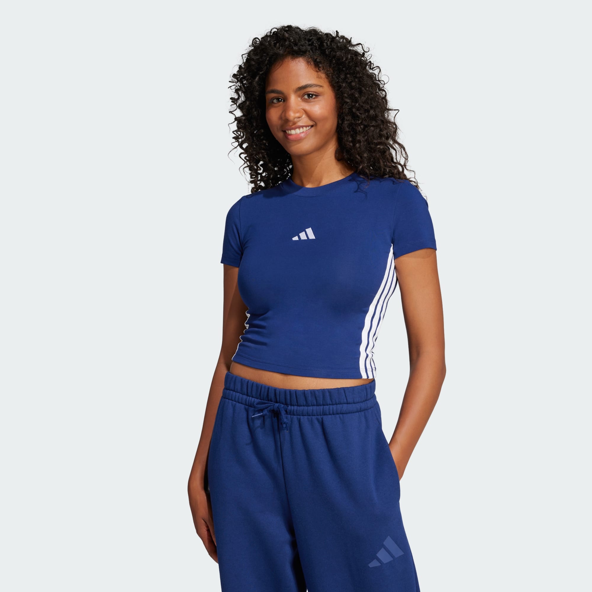 Adidas Women Essentials 3 Stripes Slim Baby Tee Black