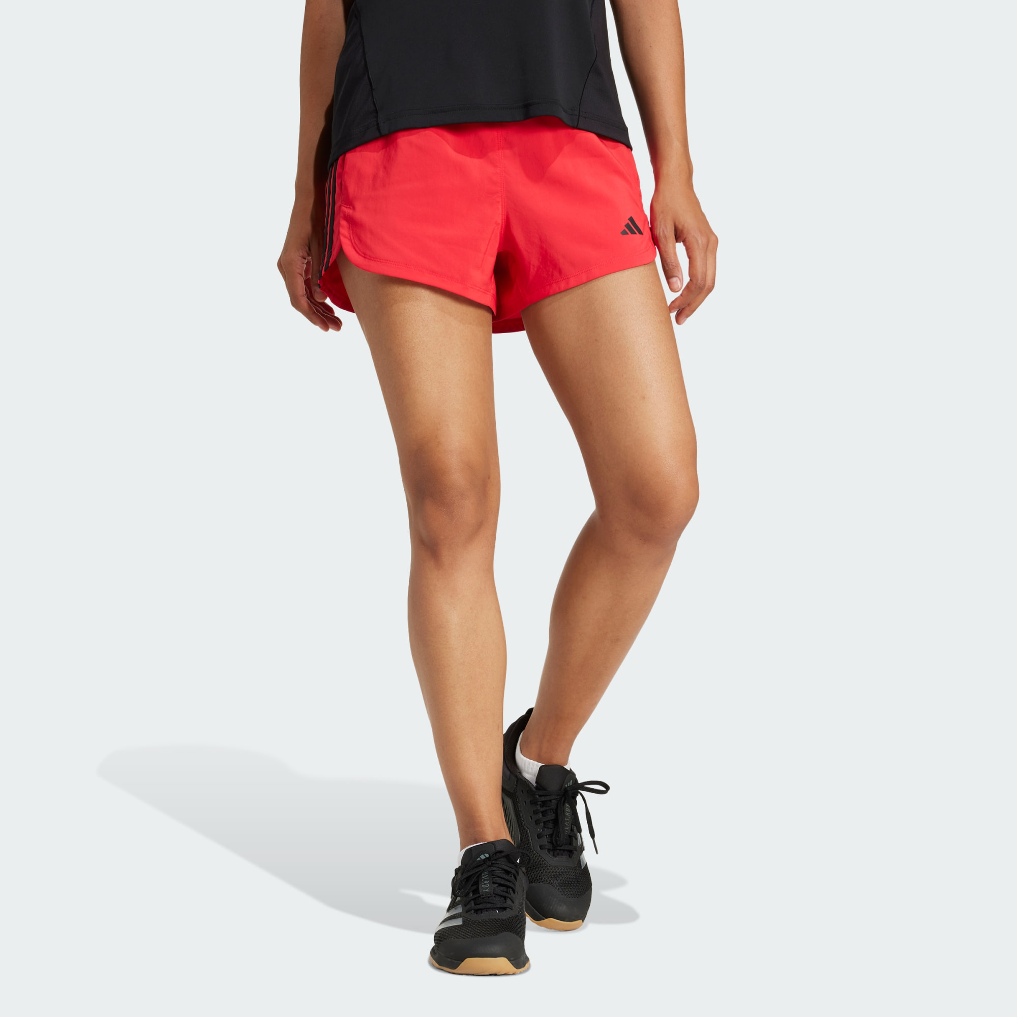 Adidas Women Pacer Training 3 Stripes Woven High Rise Shorts Black