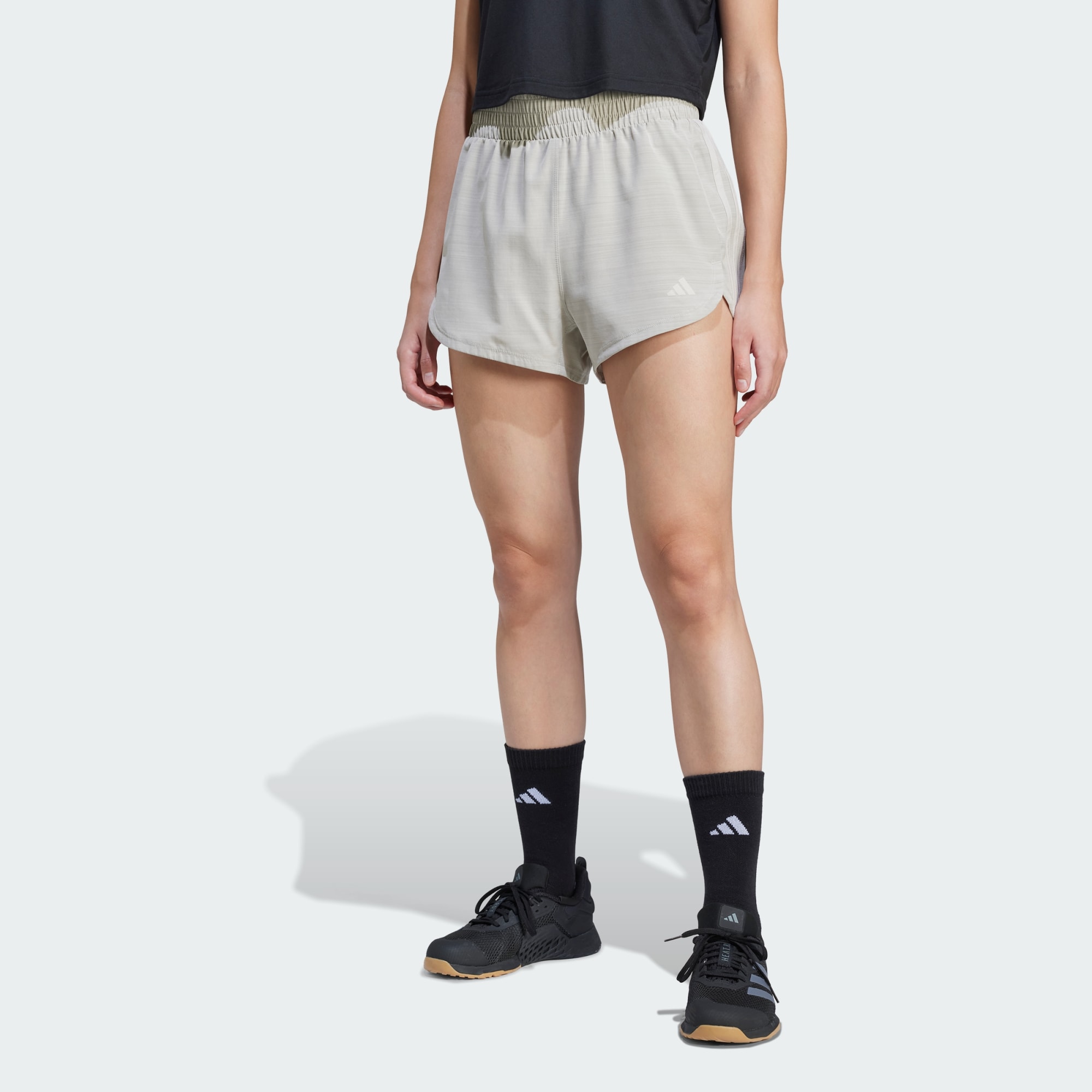 Adidas Women Pacer Training 3 Stripes Woven High Rise Shorts Black