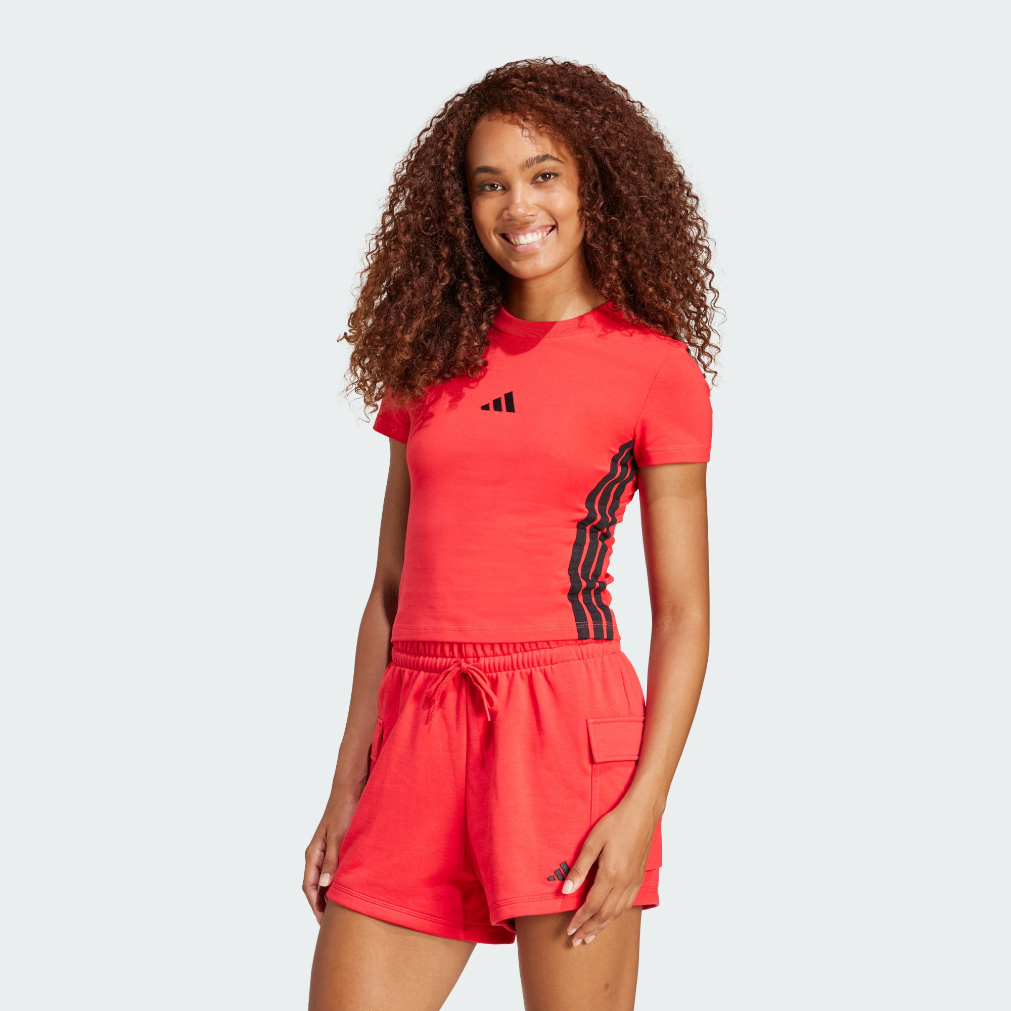 Adidas Women Essentials 3 Stripes Slim Baby Tee Black