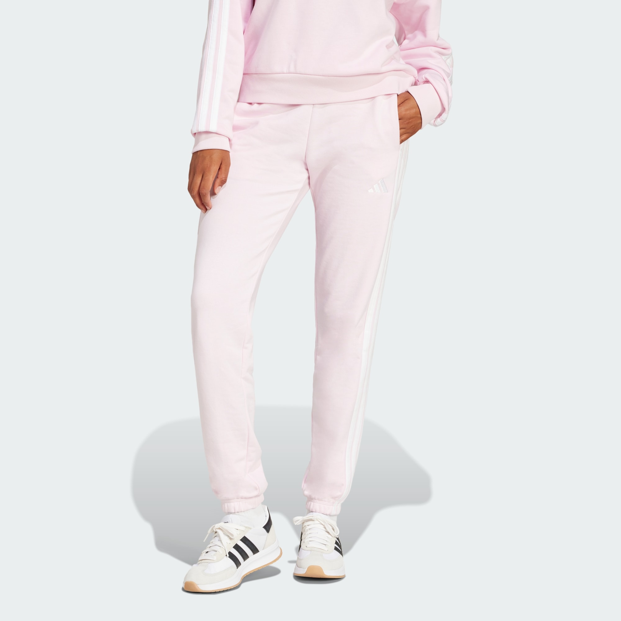 Adidas Women Essentials 3 Stripes French Terry Cuffed Pants Black