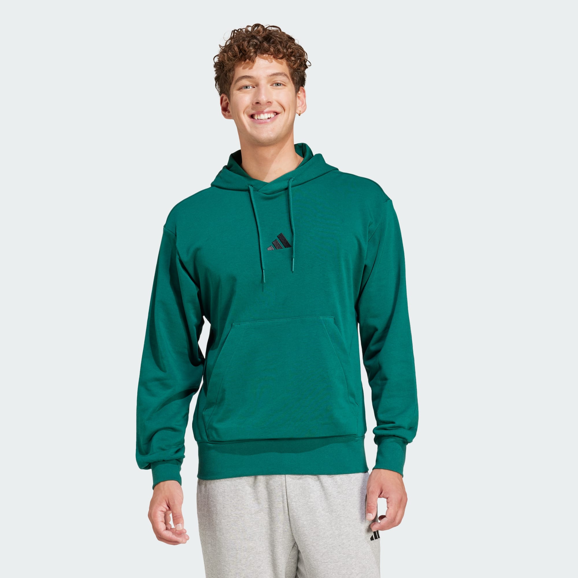 Adidas Men Essentials Feelcozy French Terry Hoodie Grey