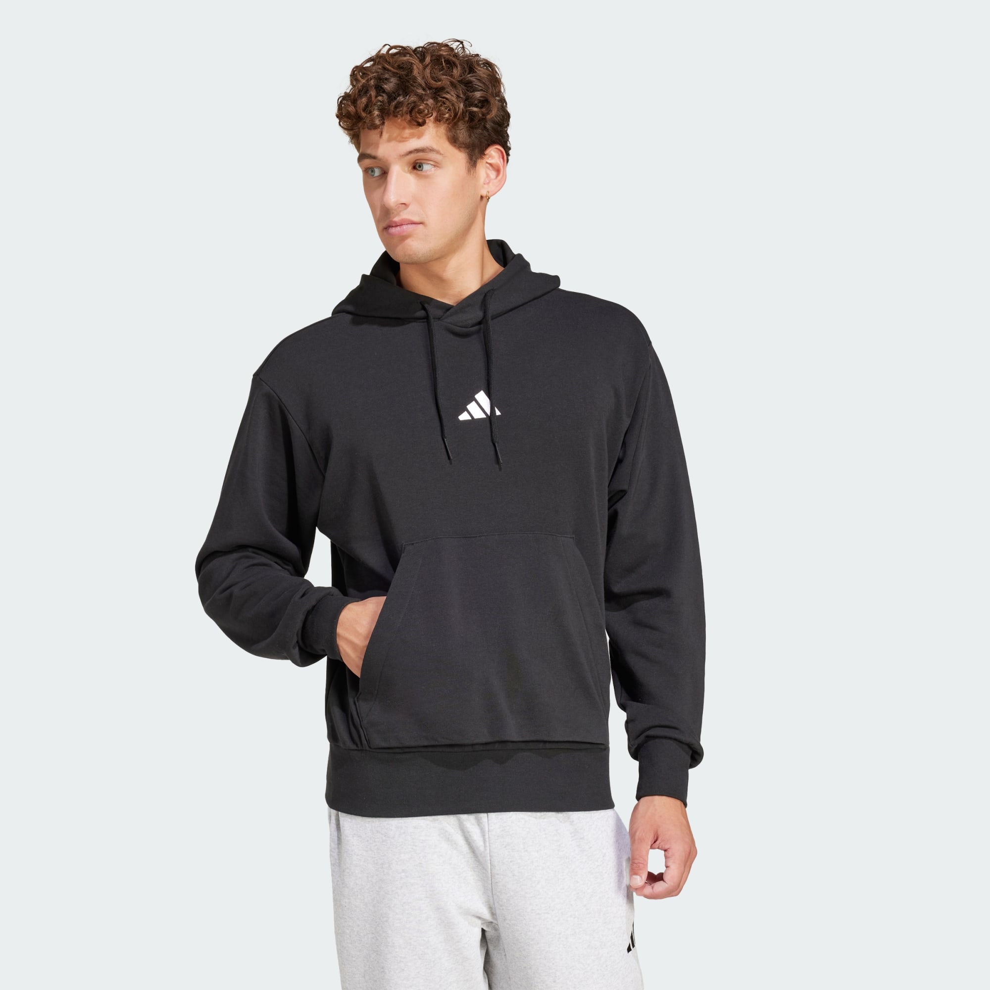 Adidas Men Essentials Feelcozy French Terry Hoodie Grey