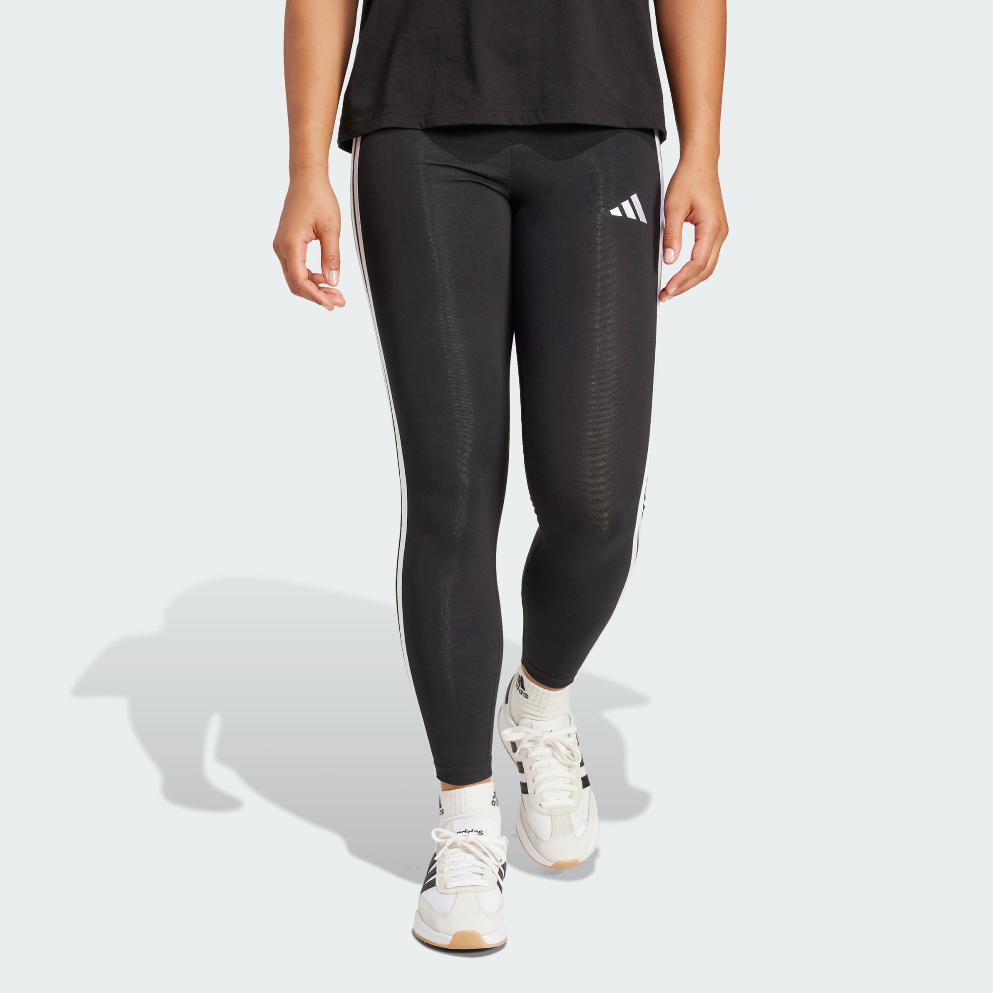 Adidas Women Essentials 3 Stripes Cotton Leggings Black
