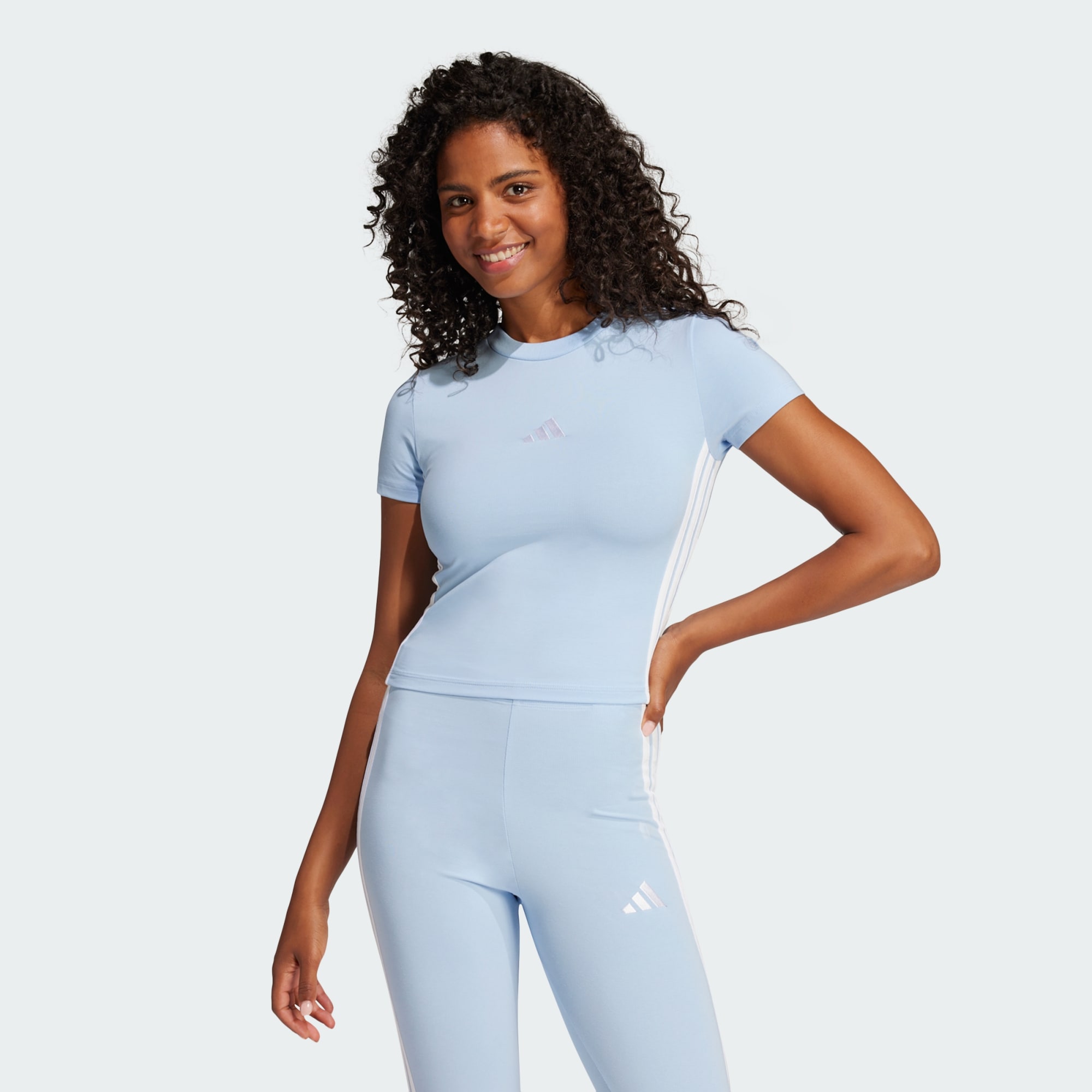 Adidas Women Essentials 3 Stripes Slim Baby Tee Black