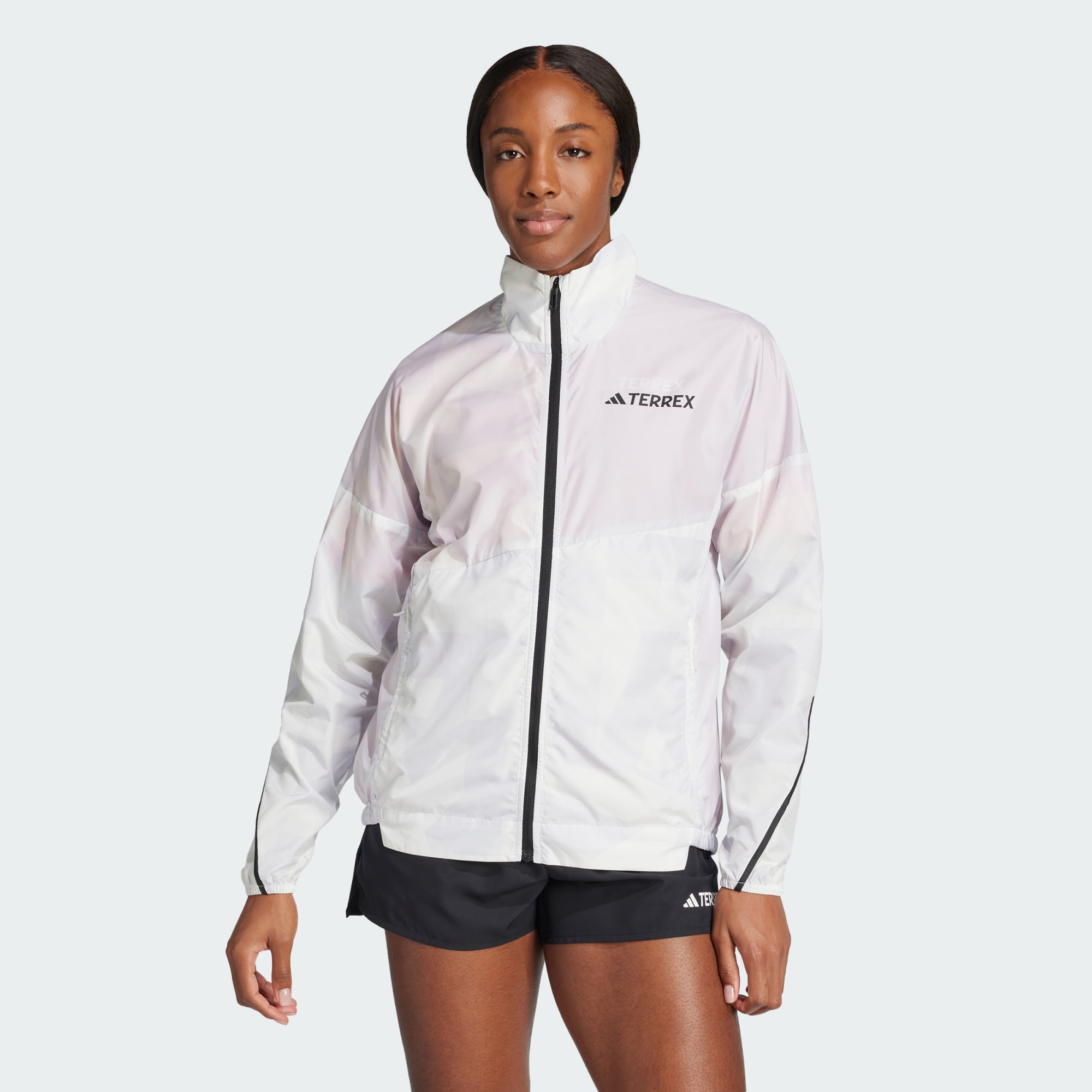 Adidas Women Terrex Multi Printed Wind Jacket Grey