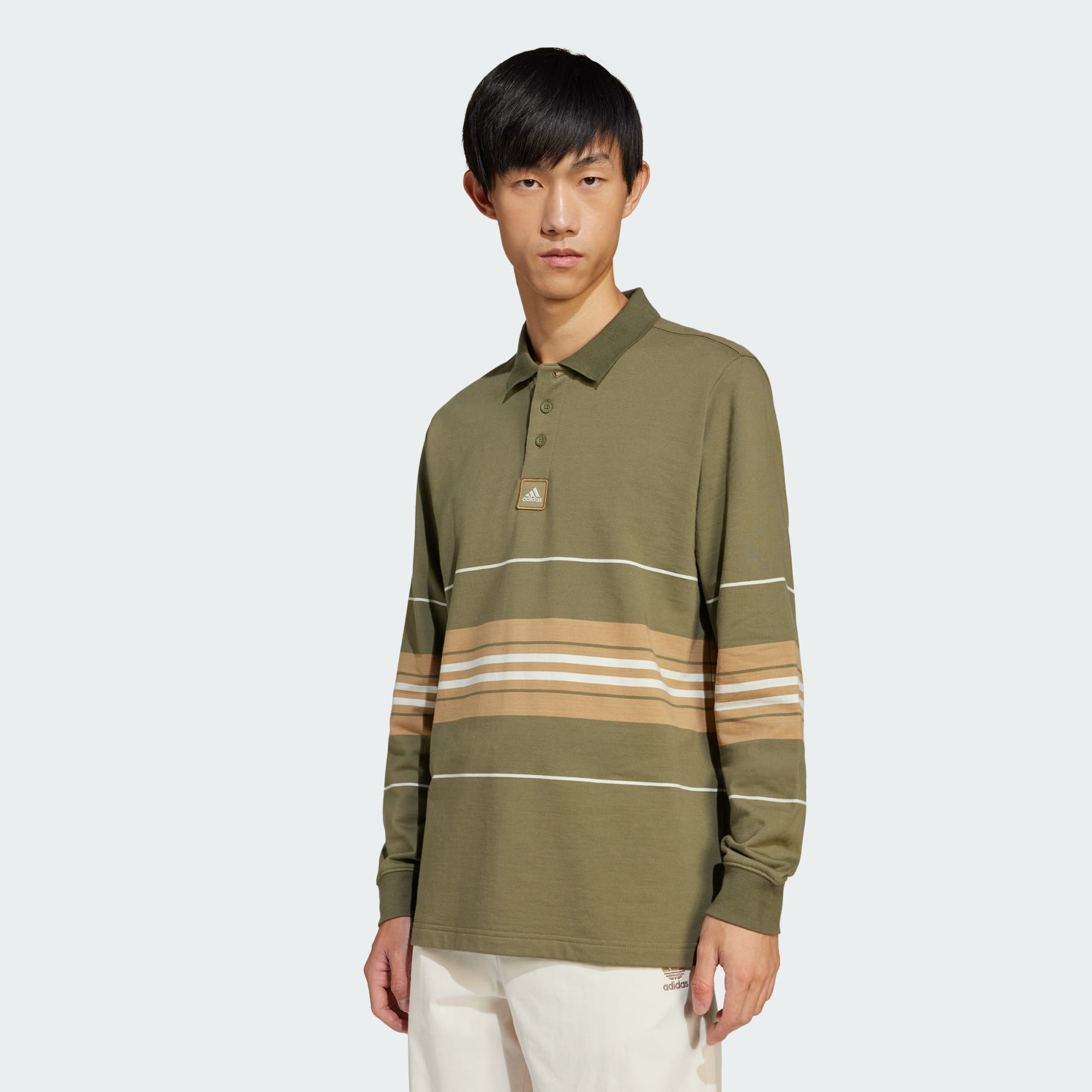 Adidas Originals Men Striped Polo Shirt Q1 Green