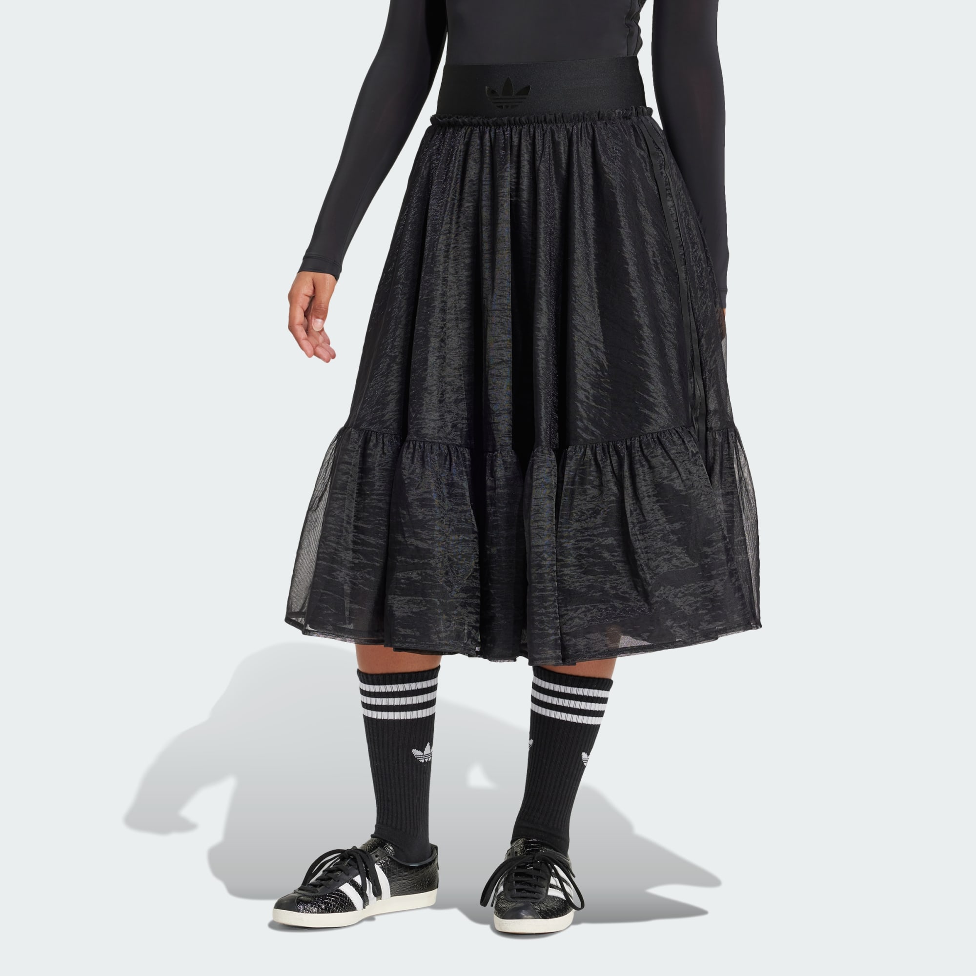 Adidas Originals Women Waistband Tulle Maxi Skirt Beige