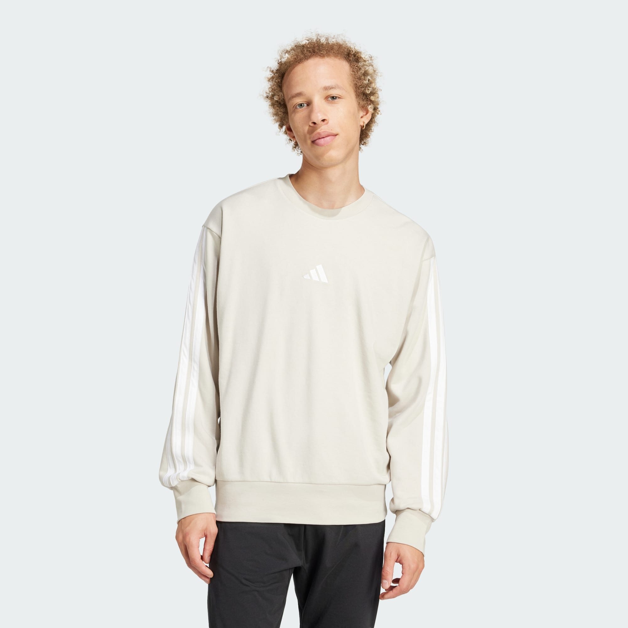 Adidas Men Essentials 3 Stripes French Terry Sweatshirt Black