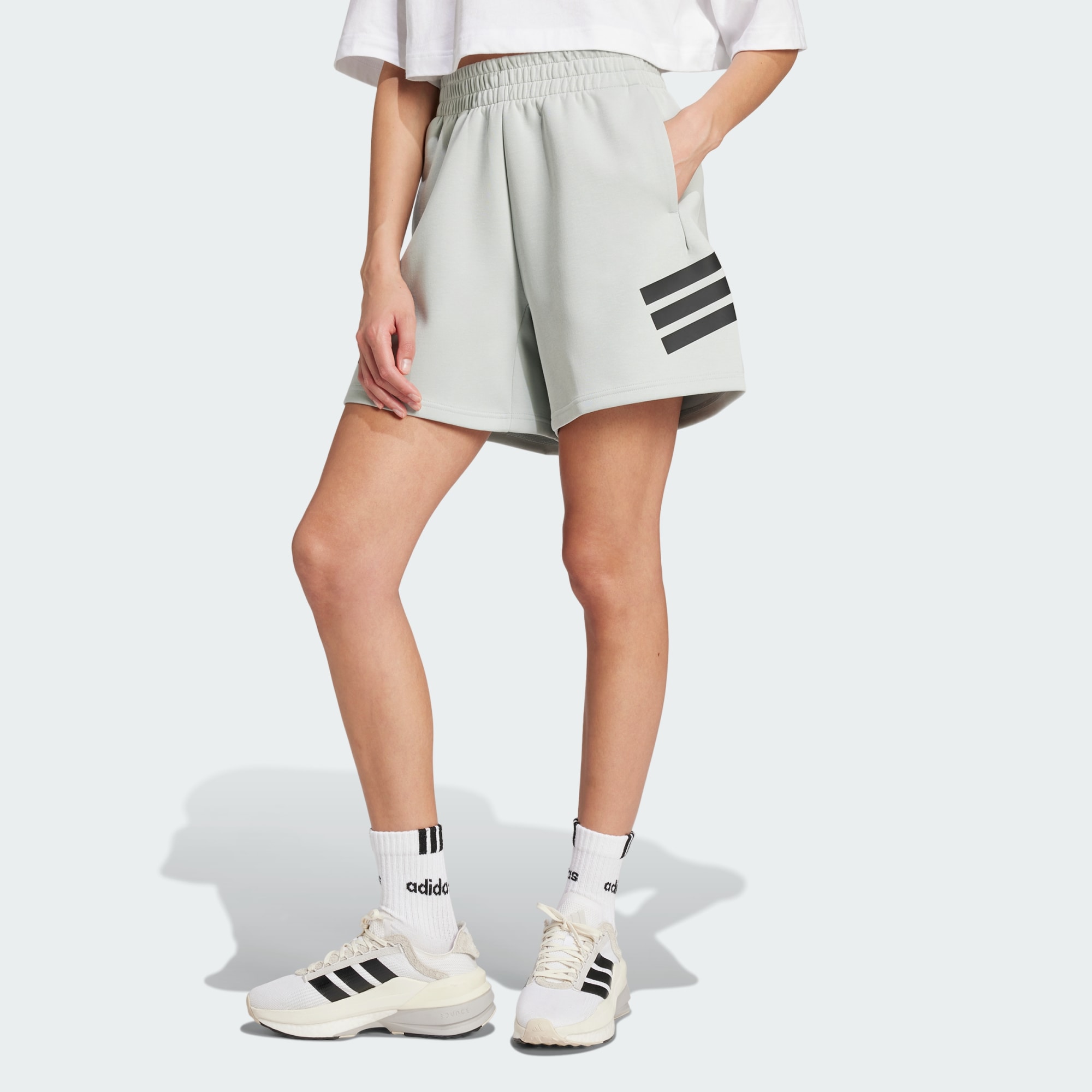 Adidas Women's Pink Women Future Icons 3 Stripes Shorts Medium