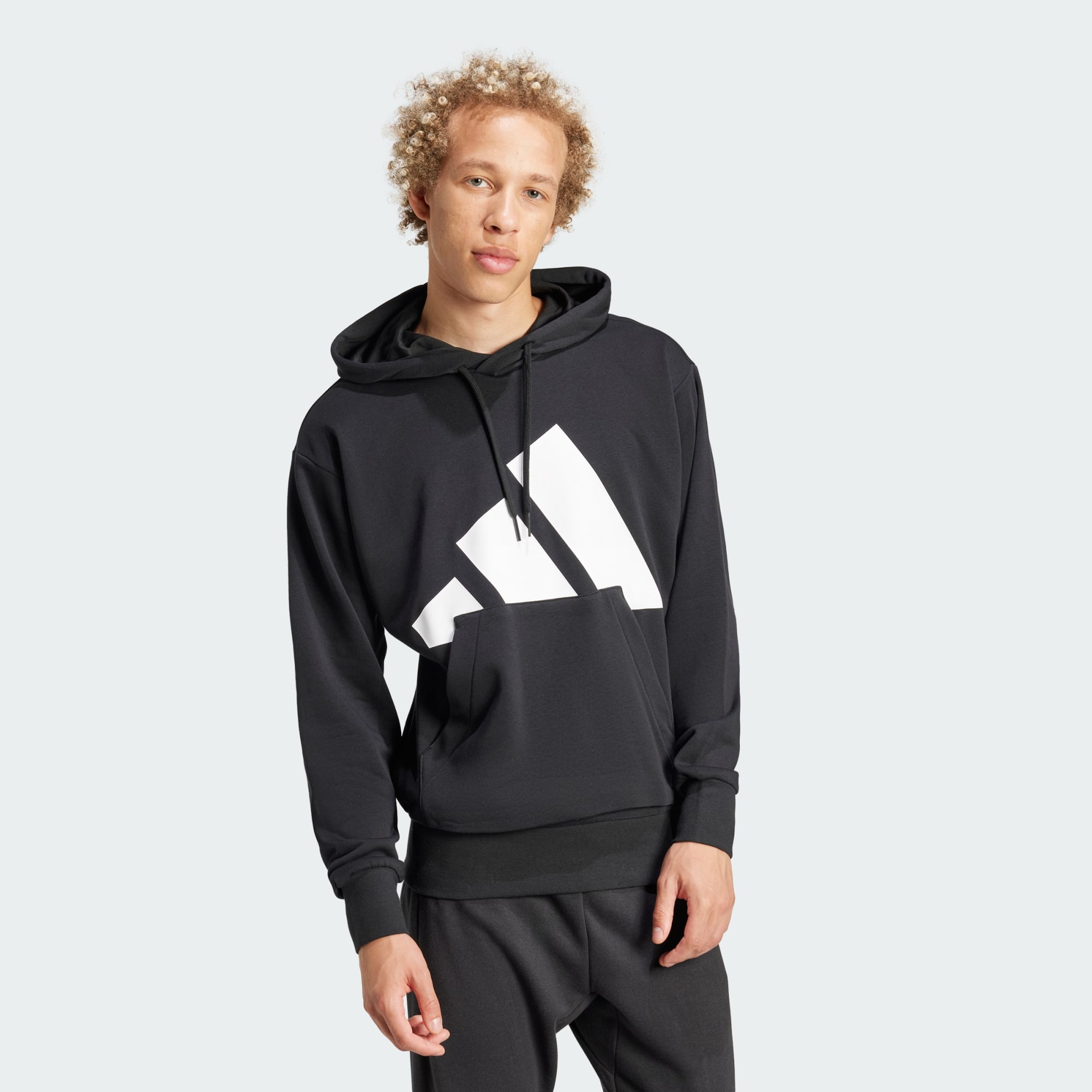 Adidas Men Essentials Big Logo French Terry Hoodie Grey