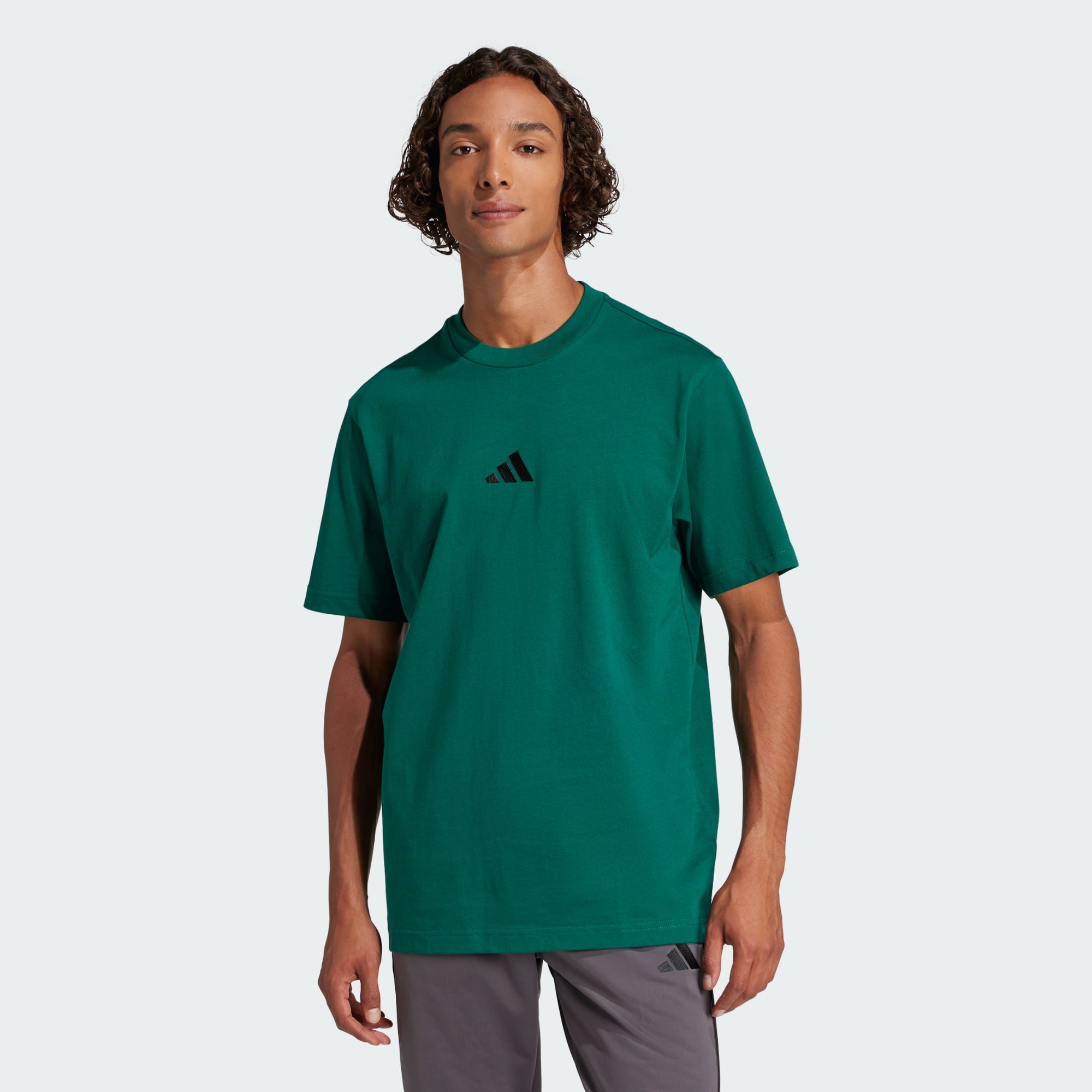 Adidas Men Essentials Small Logo Single Jersey Tee Grey