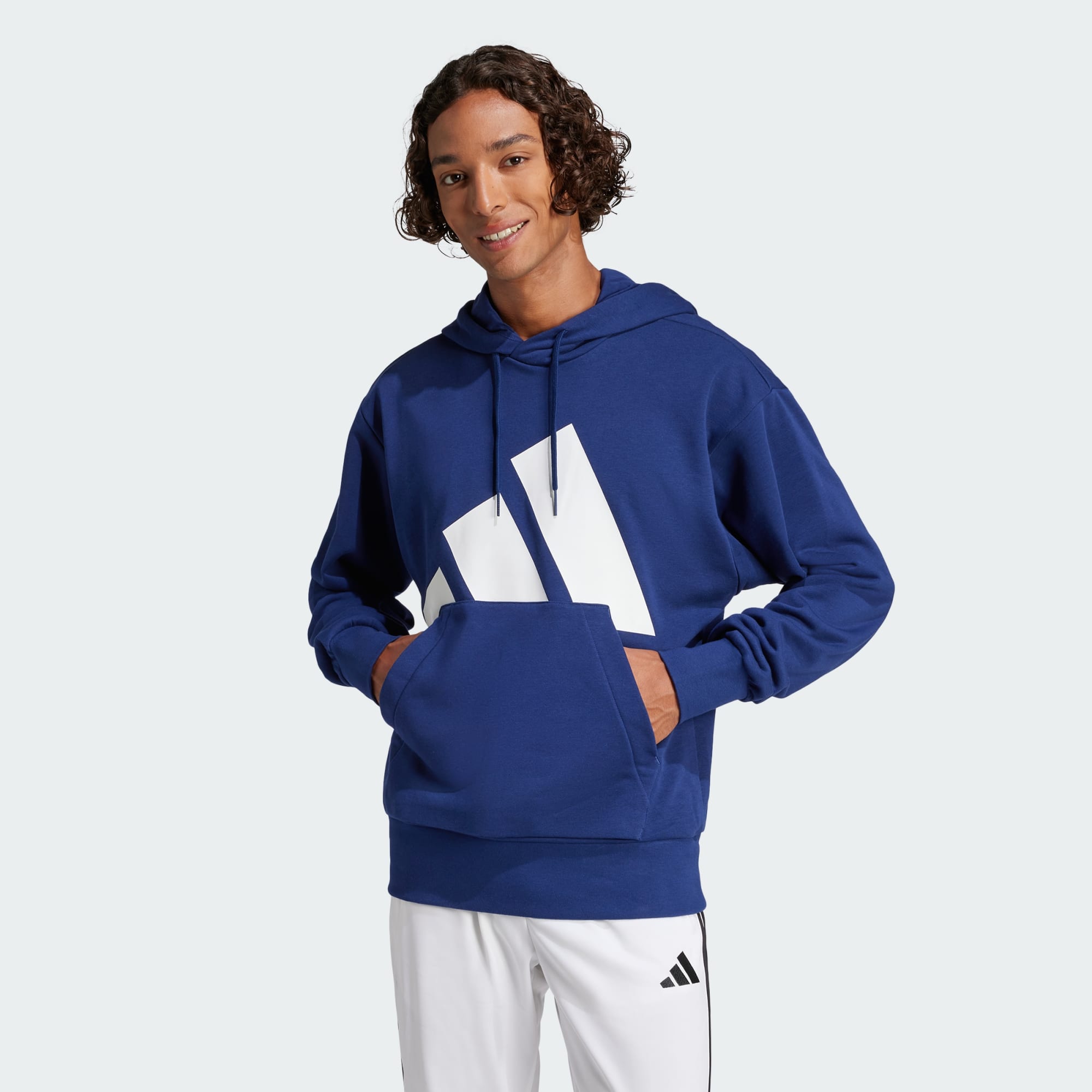 Adidas Men Essentials Big Logo French Terry Hoodie Grey
