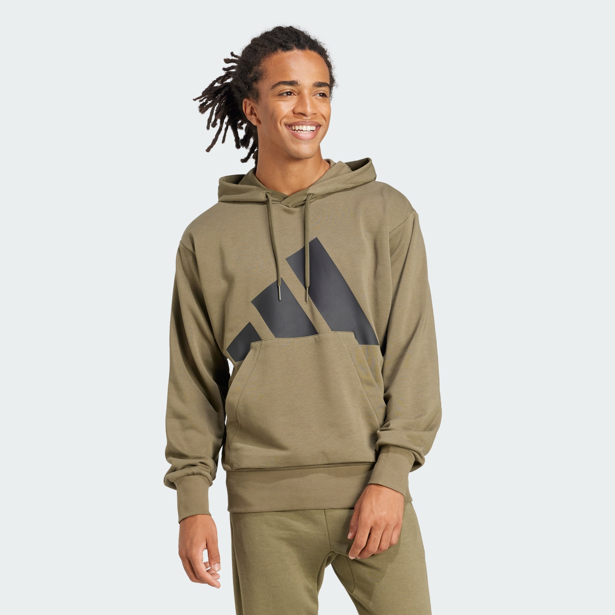 Adidas Men Essentials Big Logo French Terry Hoodie Grey