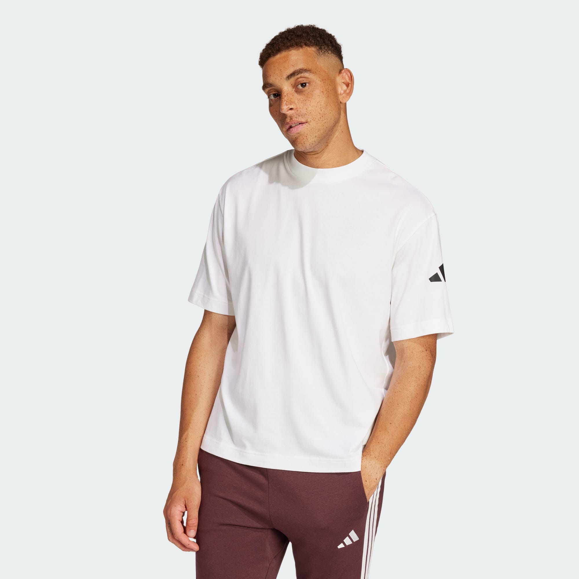 Adidas Men Essentials Loose Fit 3 Bar Logo Tee White