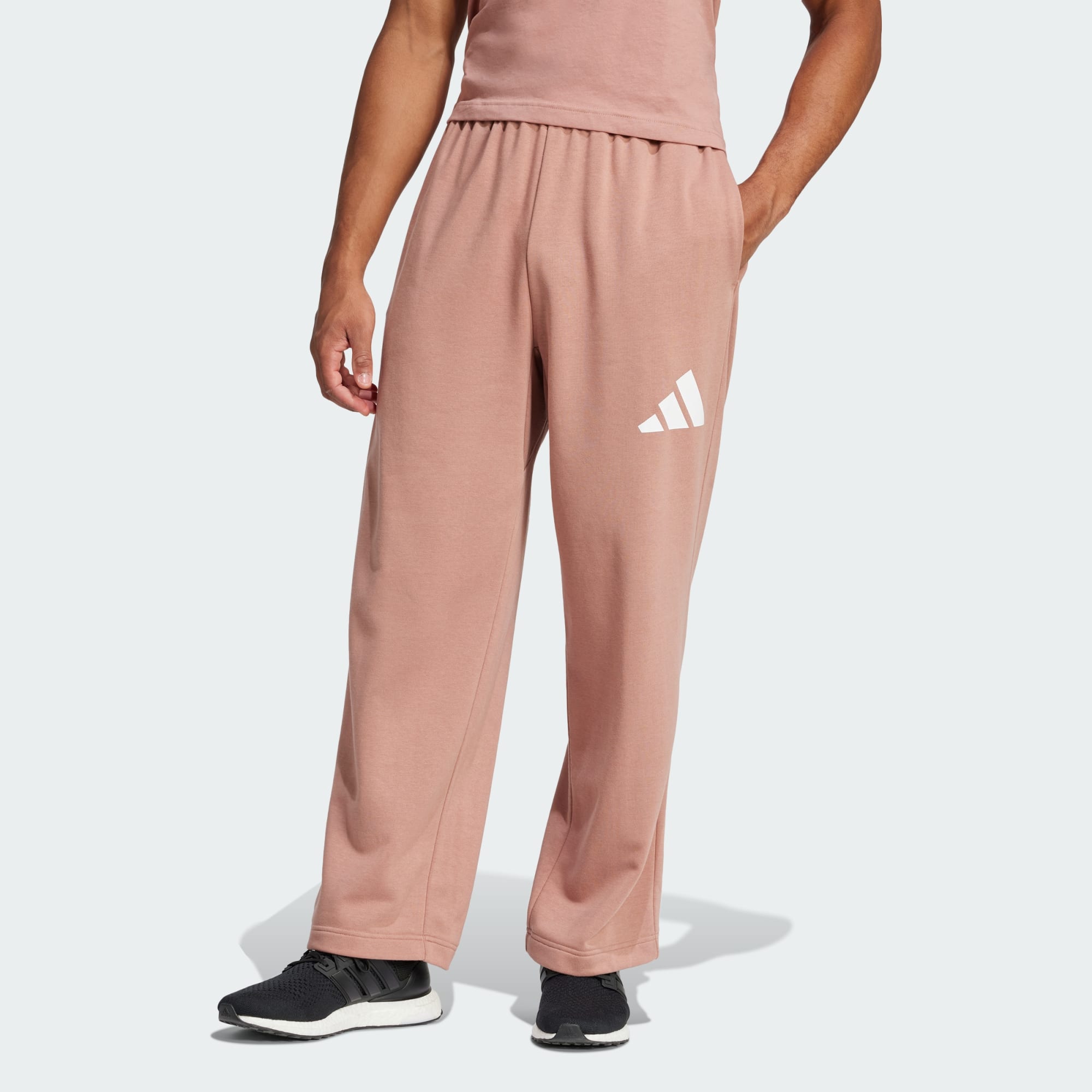 Adidas Men Essentials Wide Leg 3 Bar Logo Pants Black