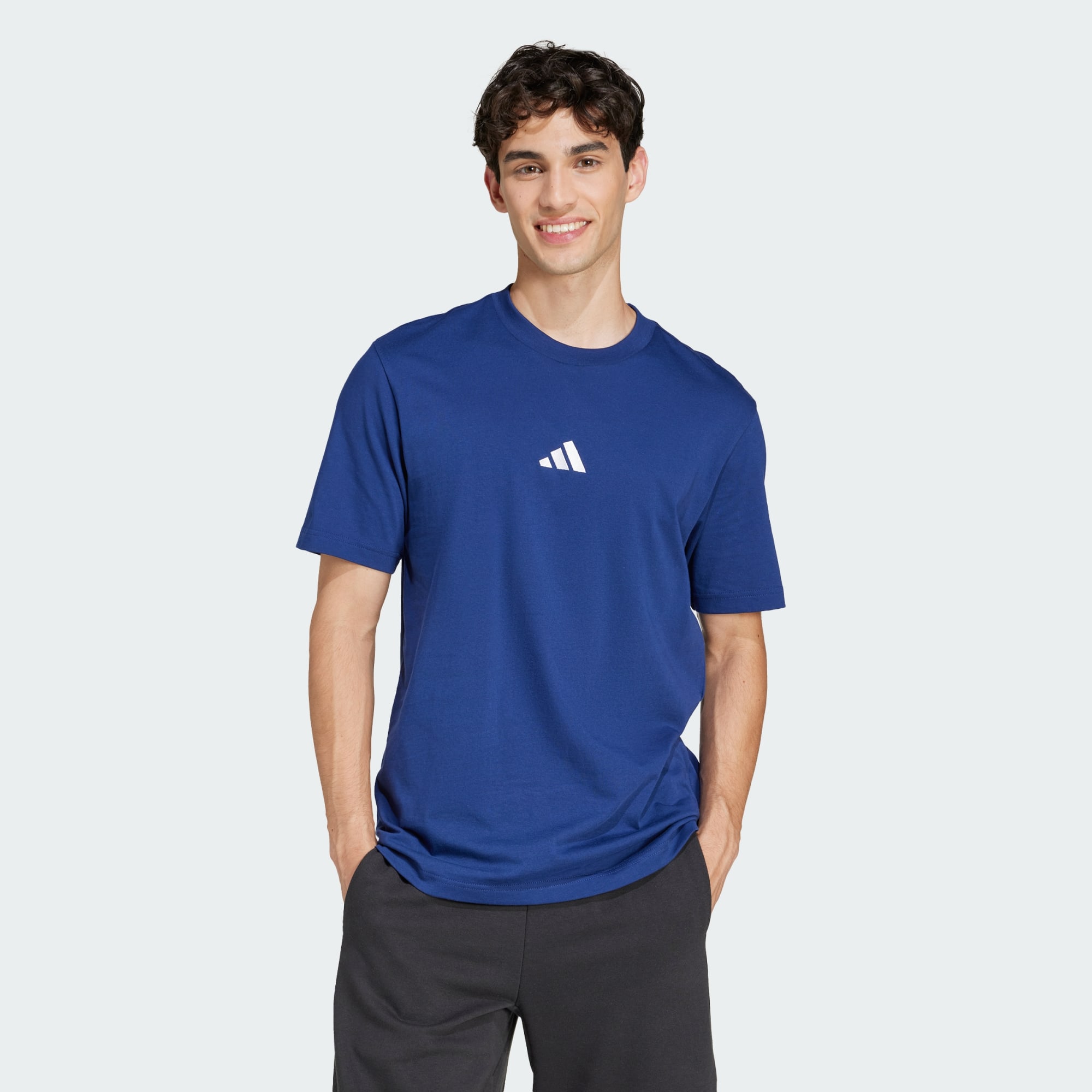 Adidas Men Essentials Small Logo Single Jersey Tee Grey