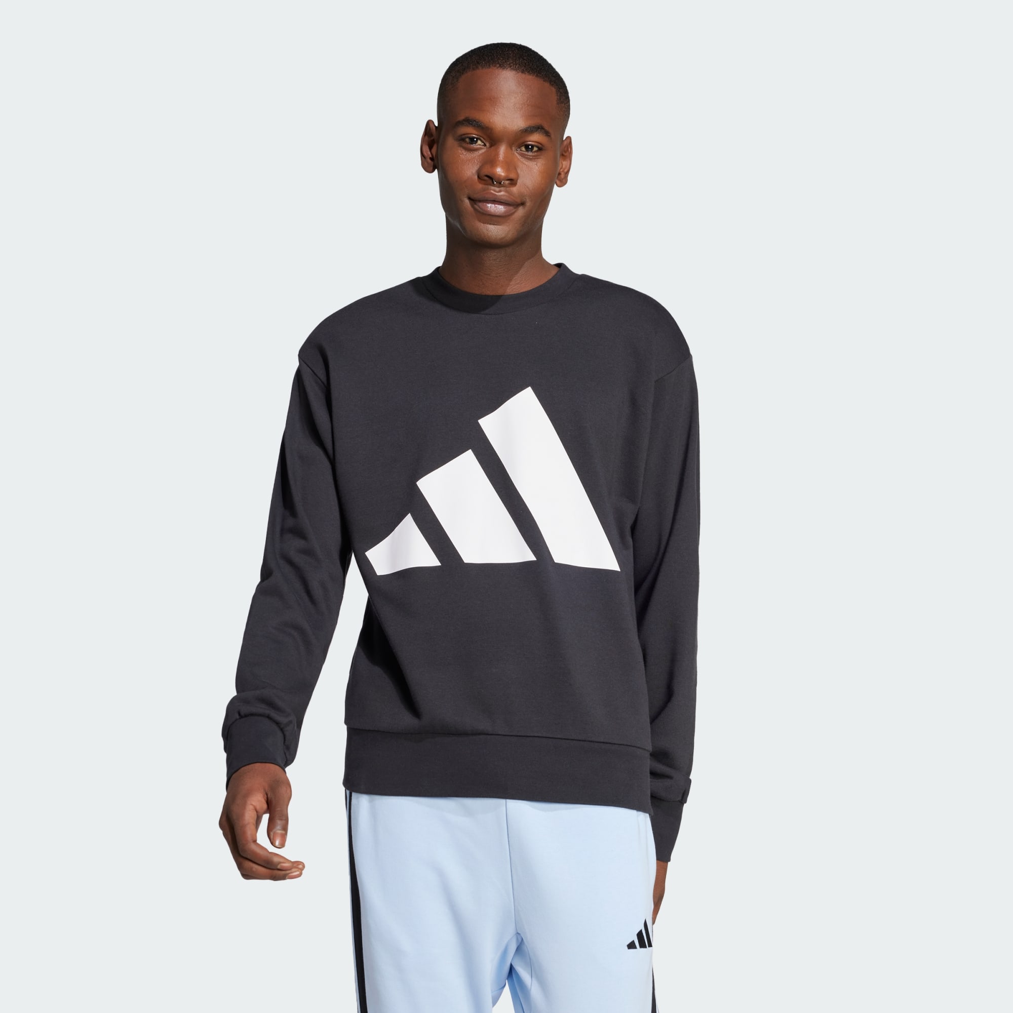 Adidas Men Essentials Big Logo French Terry Sweatshirt Black