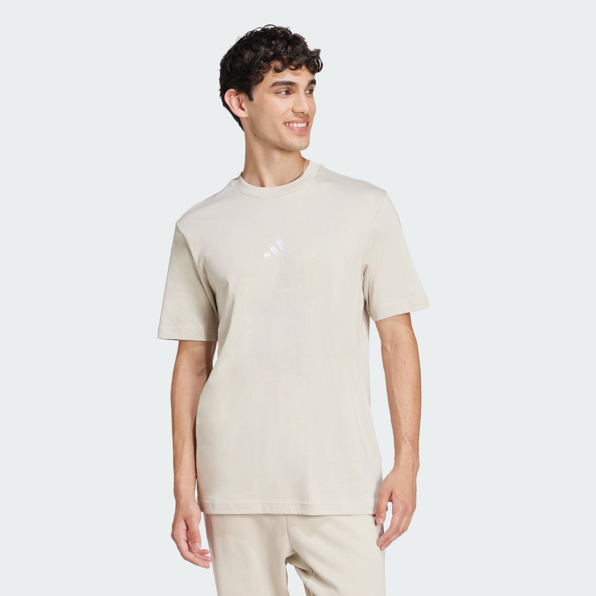 Adidas Men Essentials Small Logo Single Jersey Tee Grey