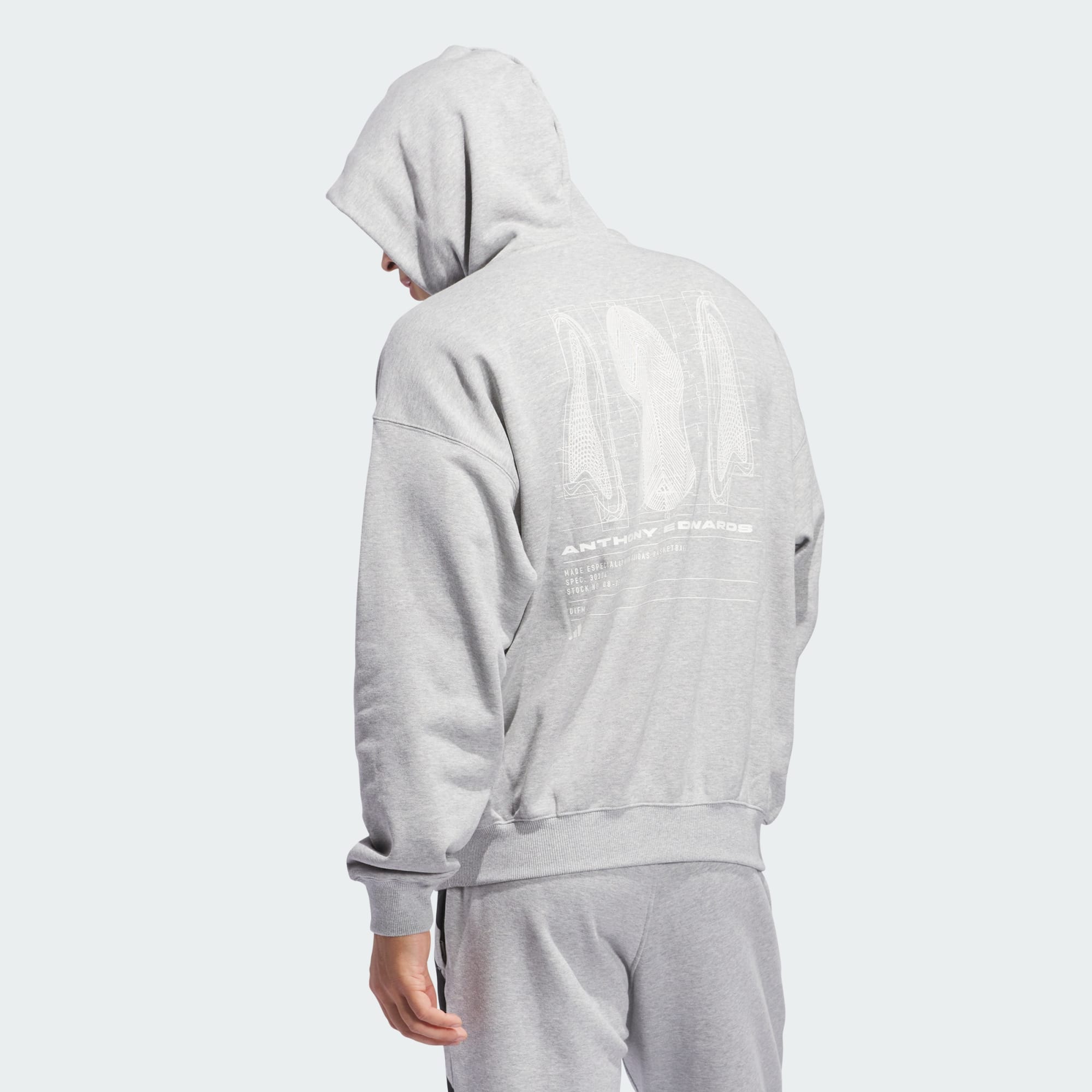 Adidas Originals Men Anthony Edwards Seasonal Graphic Hoodie Grey