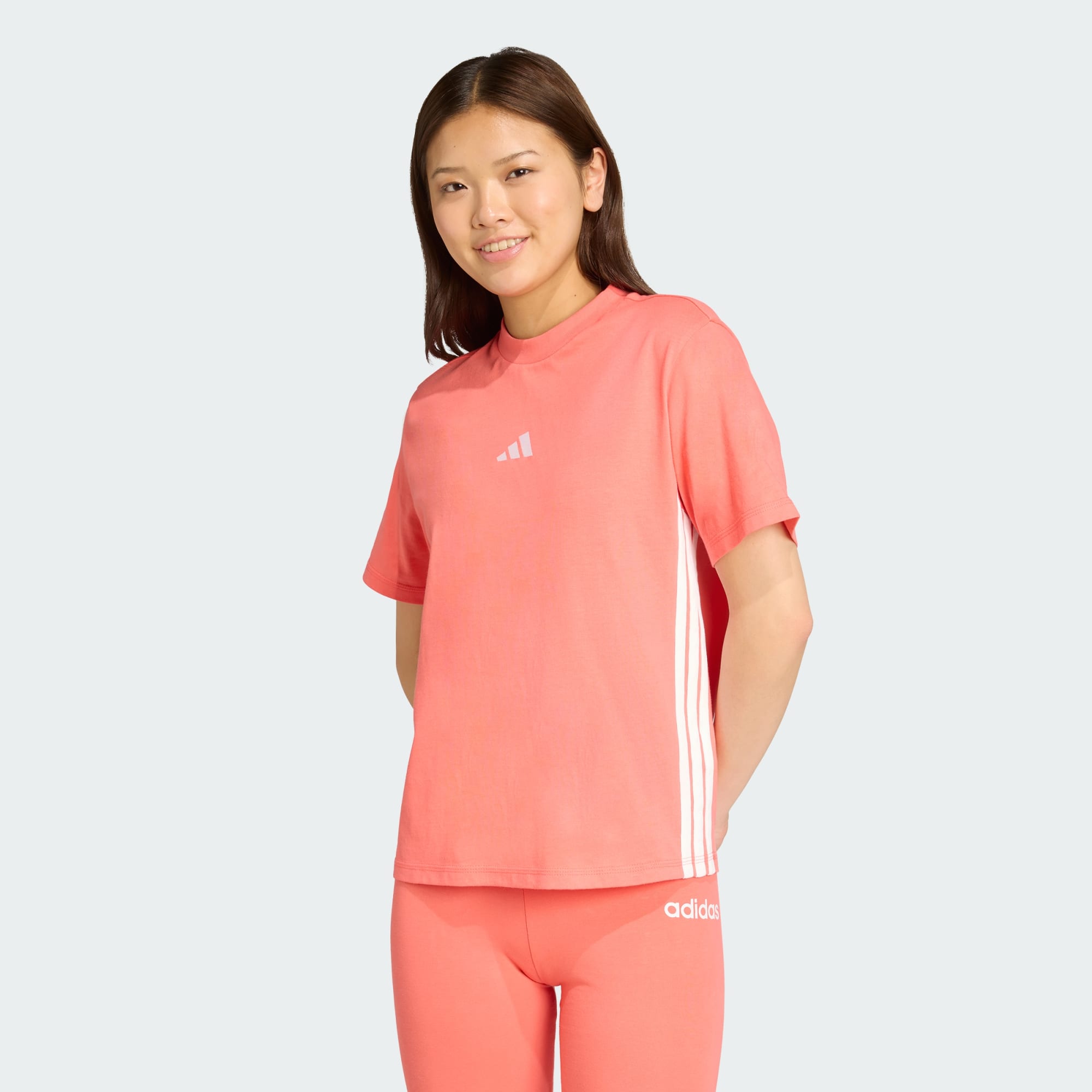 Adidas Women Essentials 3 Stripes Cotton Tee White
