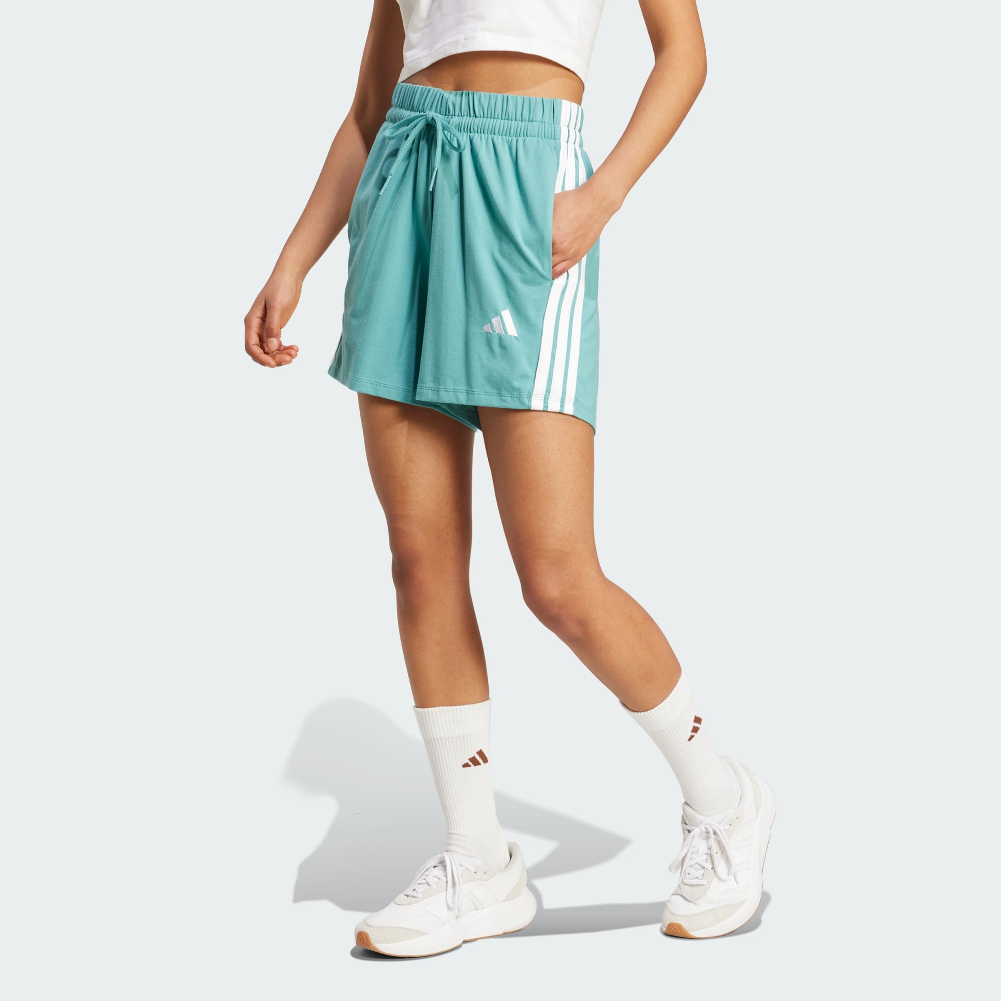 Adidas Women Essentials 3 Stripes Cotton Shorts Black