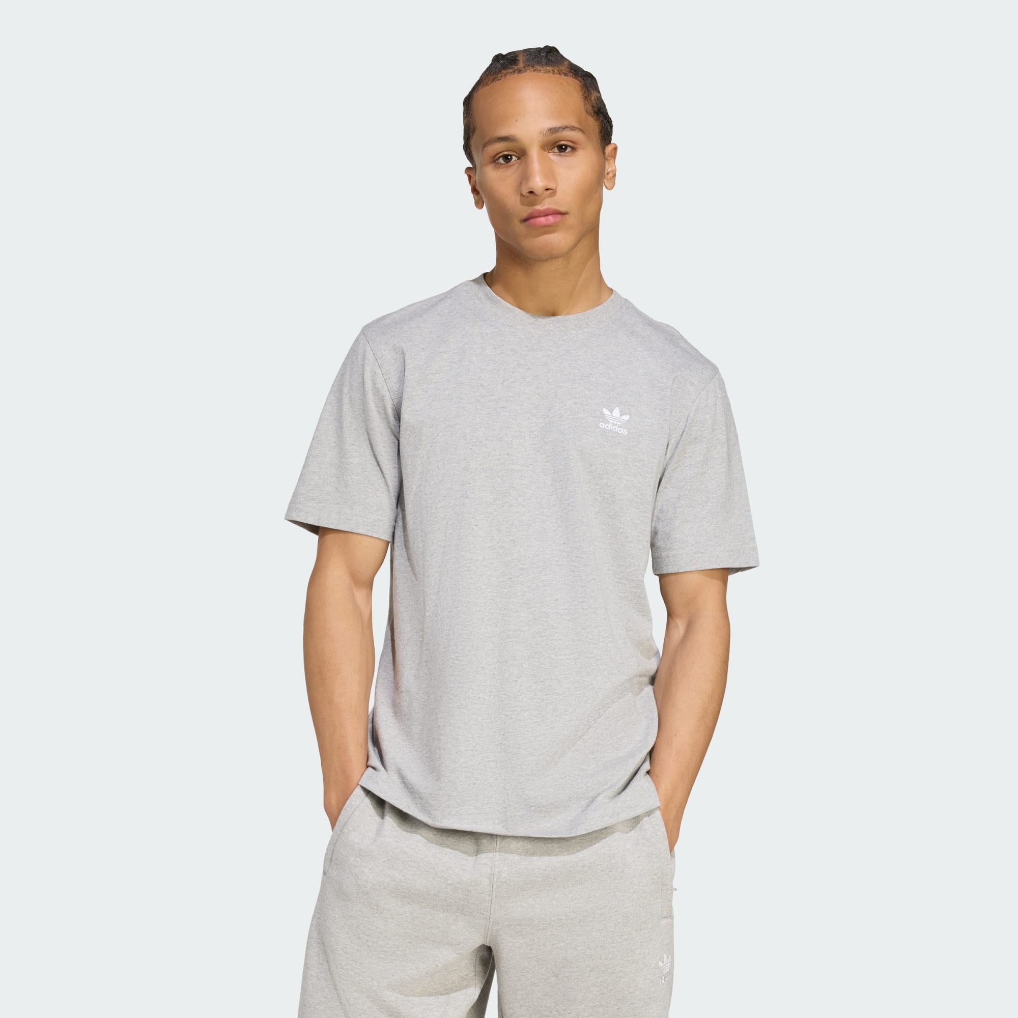 Adidas Originals Men Trefoil Essentials Tee Grey