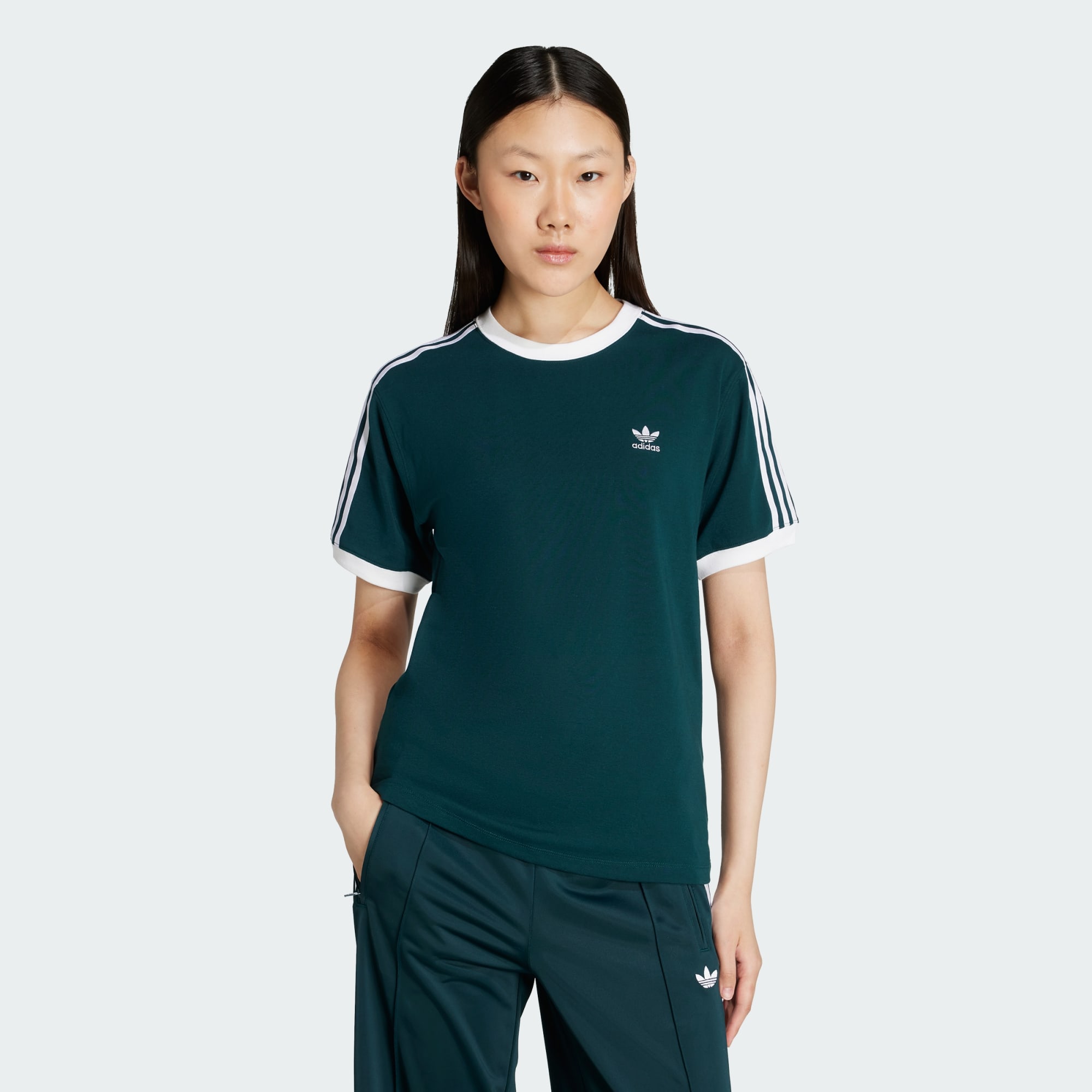 Adidas Originals Women 3 Stripes Tee Red