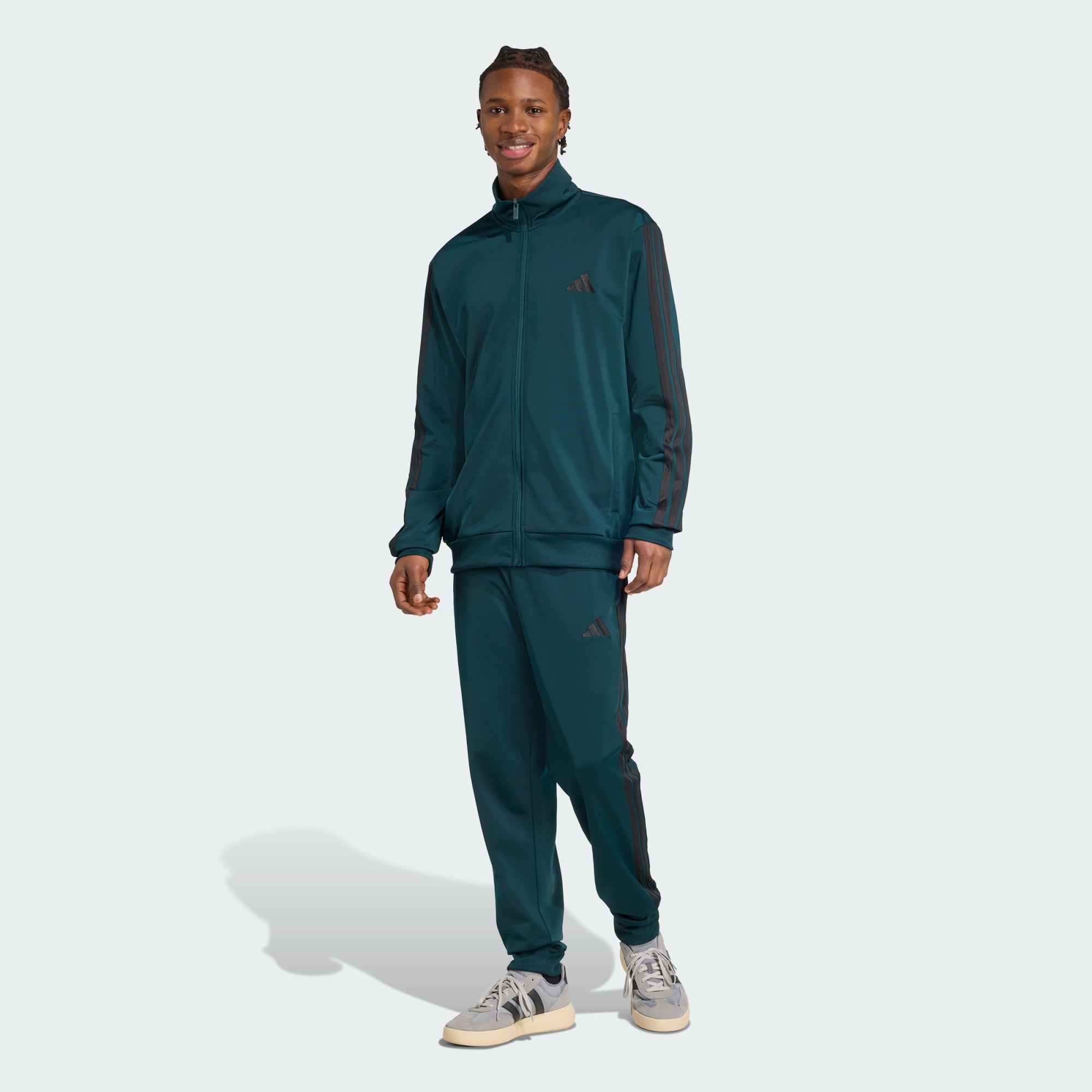 Adidas Men Sportswear Basic 3 Stripes Tricot Track Suit Black